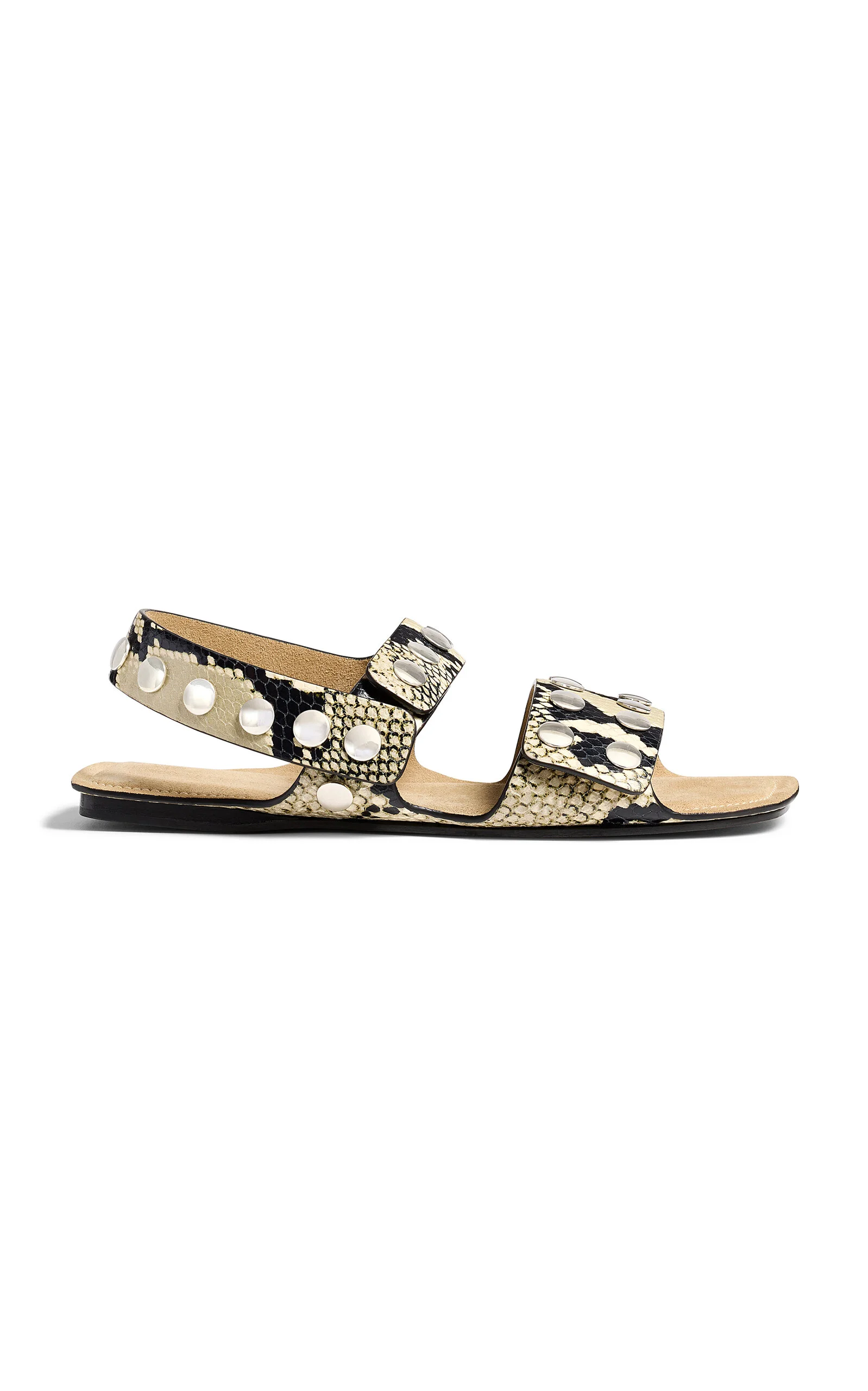 Boden Silver Studded Python-Effect Leather Sandals python - 1