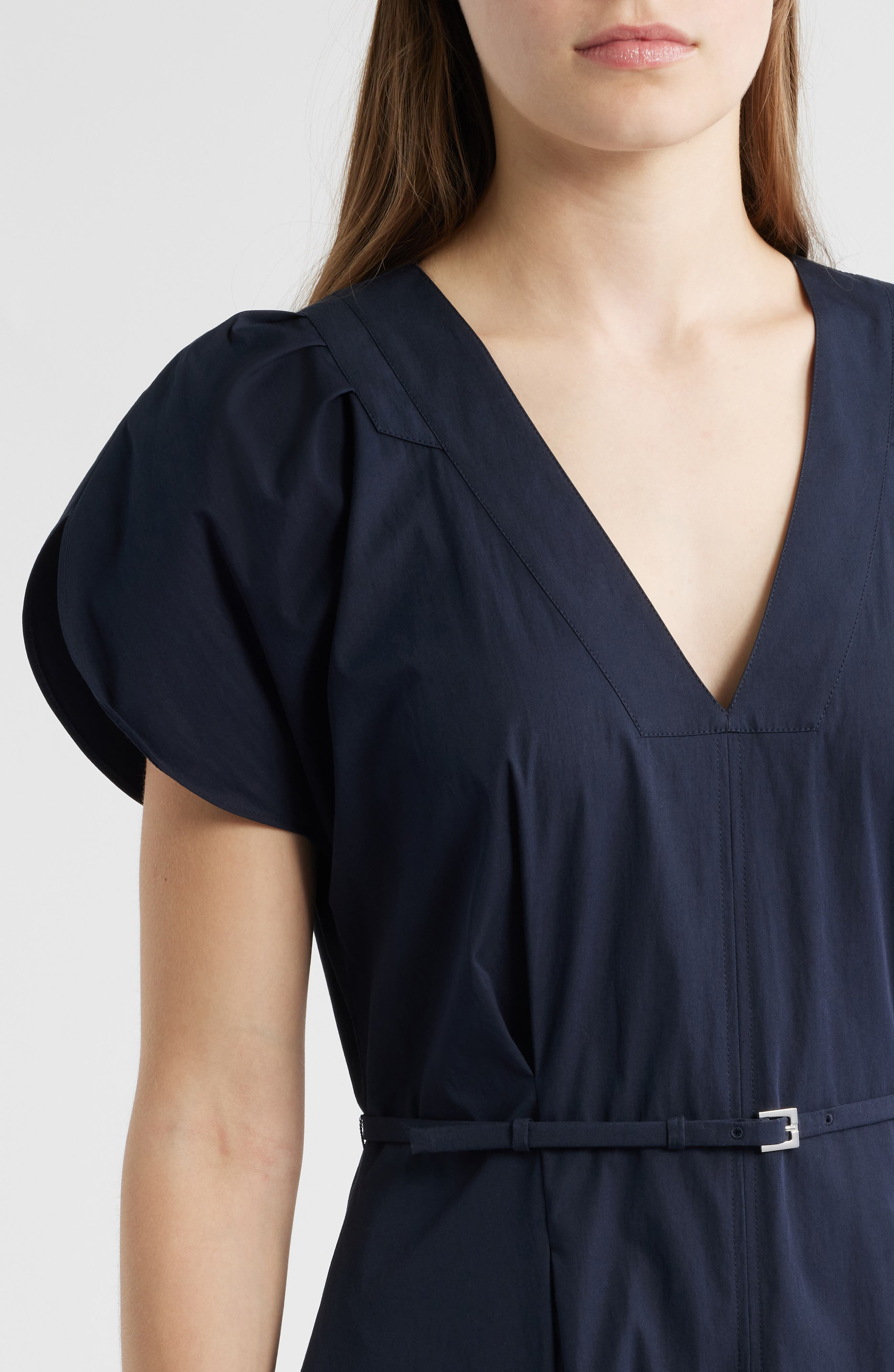 BOSS Demnilia Belted Cotton Blend Midi Dress in Sky Captain at Nordstrom - 4