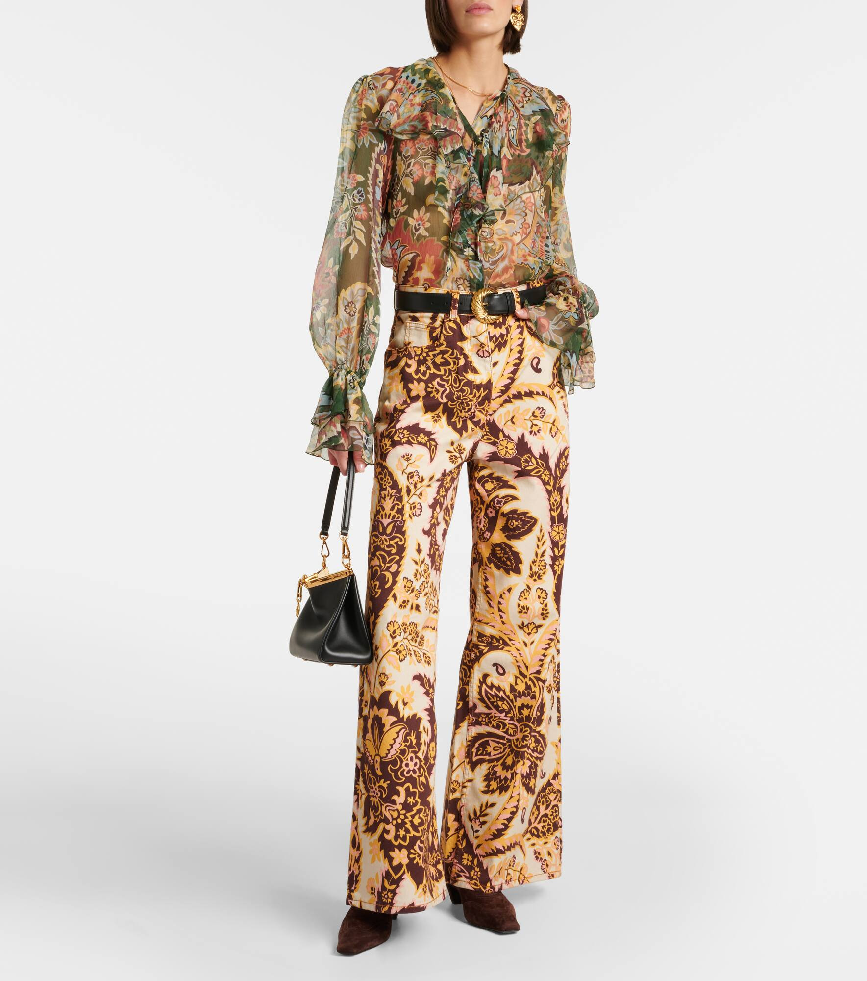 Printed ruffled silk blouse - 2