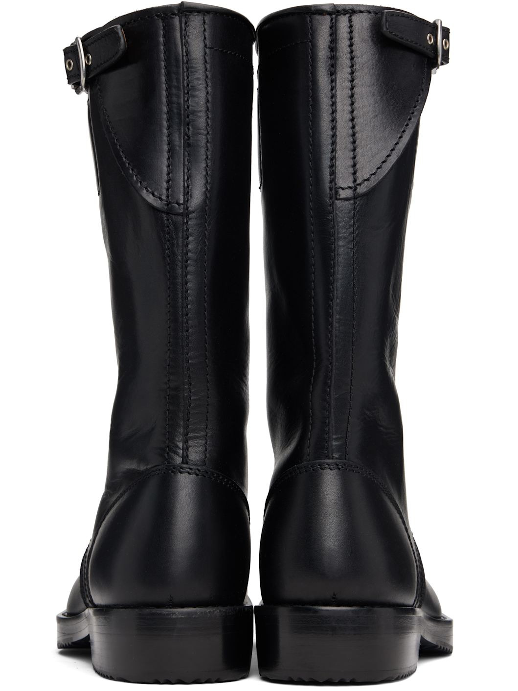 Black Leather Biker Boots - 2