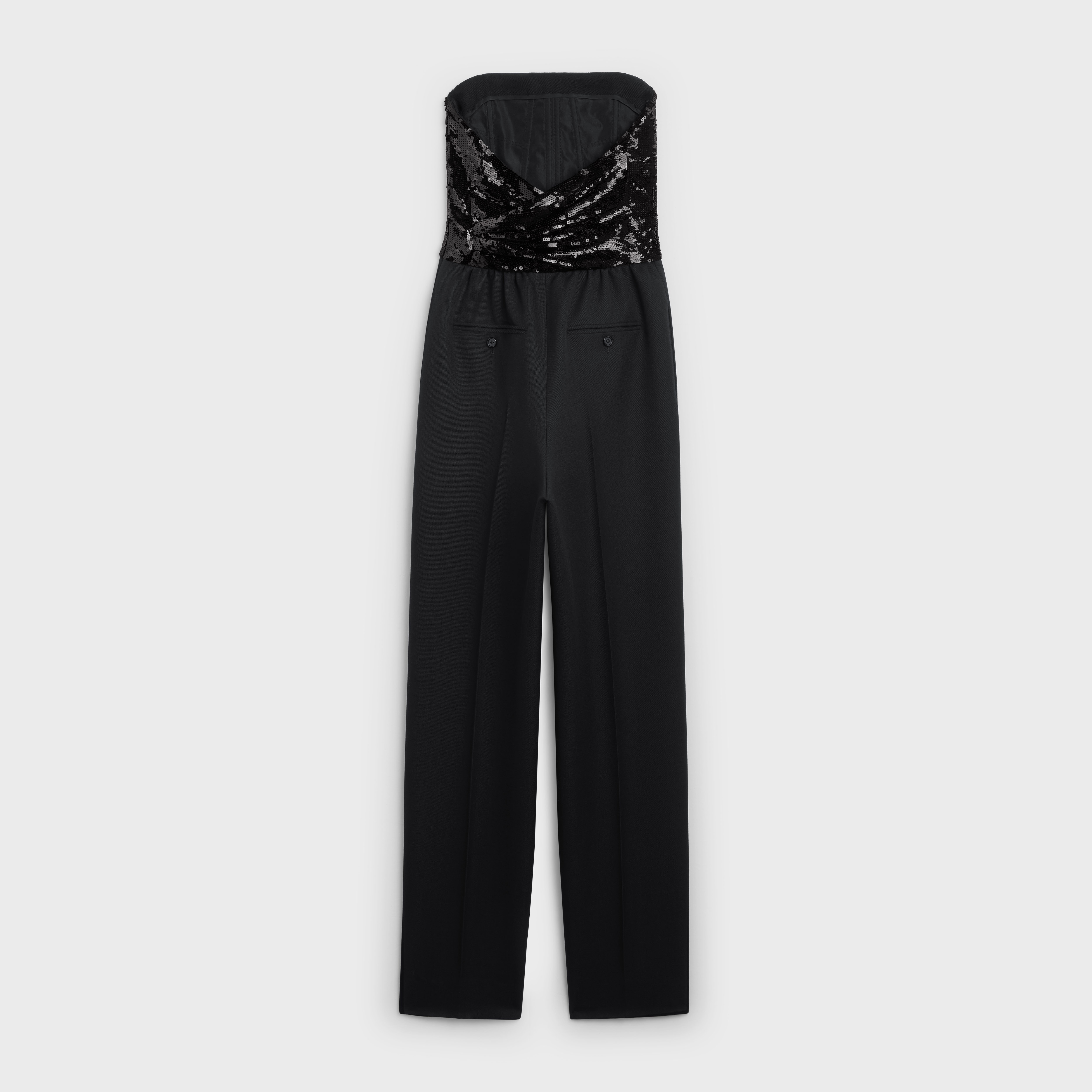 JUMPSUIT WITH EMBROIDERED BUSTIER IN GRAIN DE POUDRE - 2