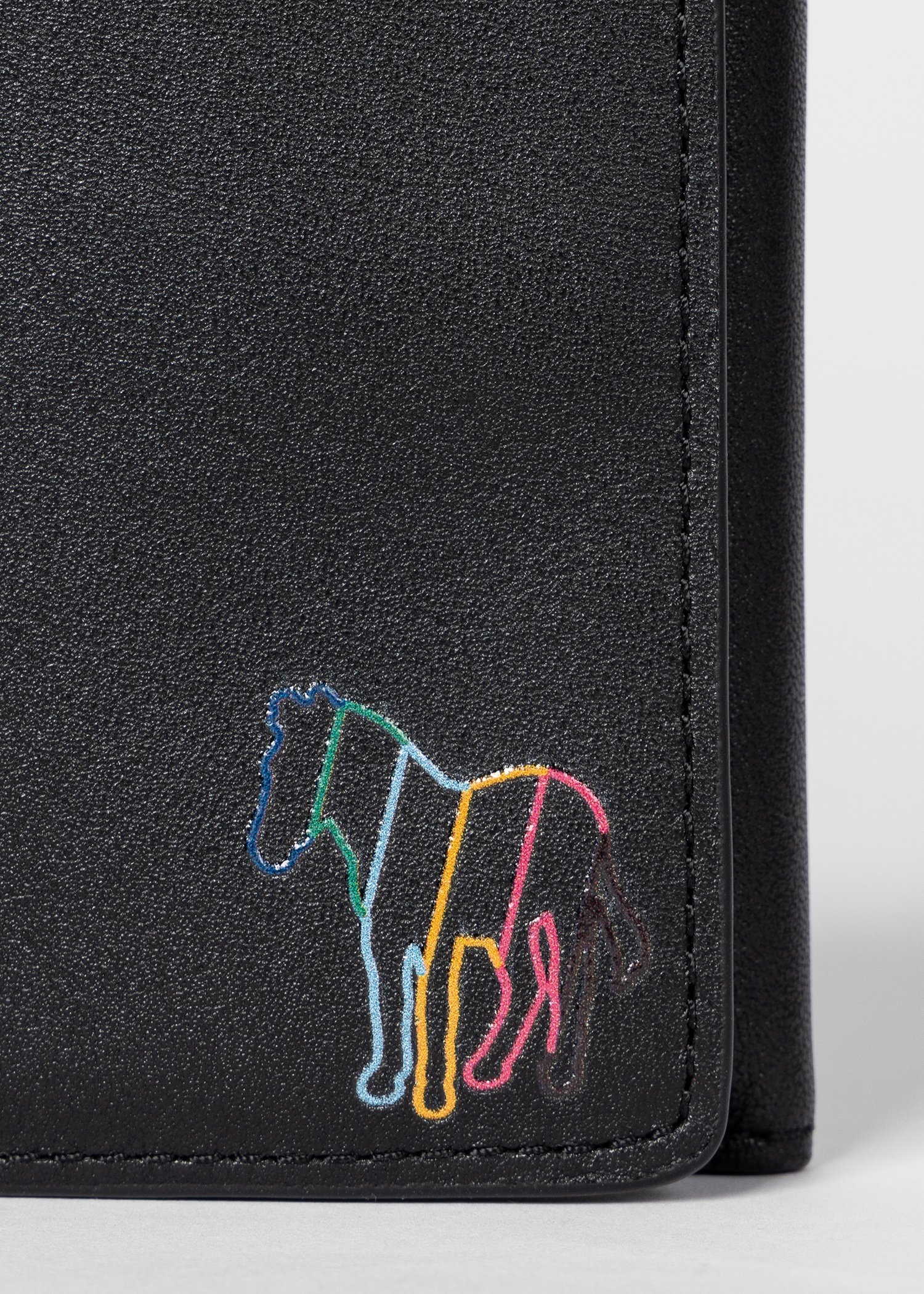 Black Leather 'Zebra' Trifold Wallet - 3