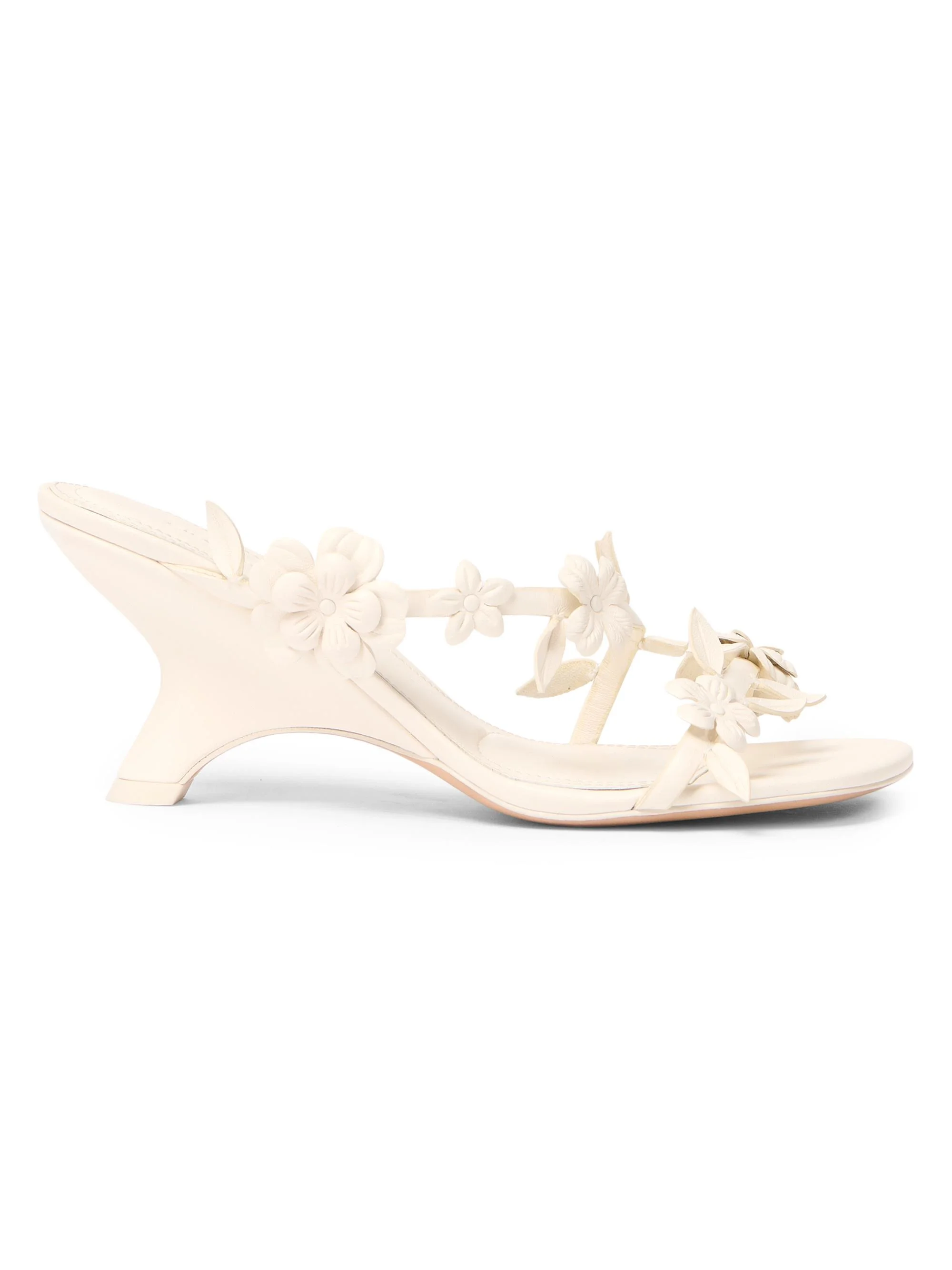 Women's Willow 75MM Floral-Appliqué Leather Wedge Sandals - Ivory - 1