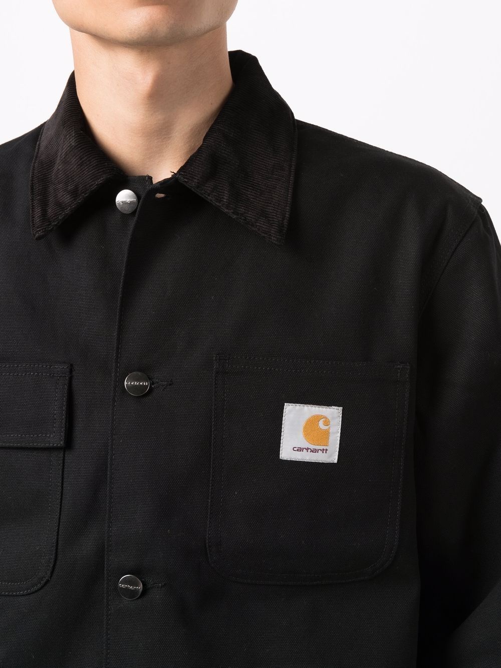 logo-patch shirt jacket - 5