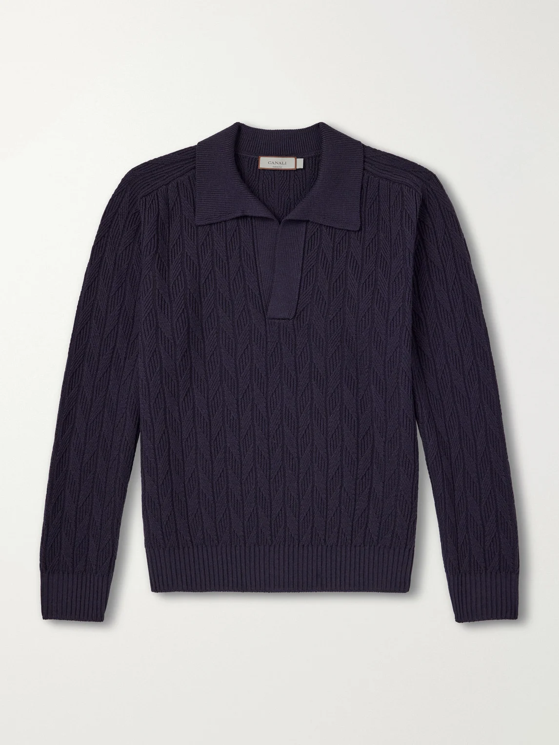 Textured Wool Polo Sweater - 1