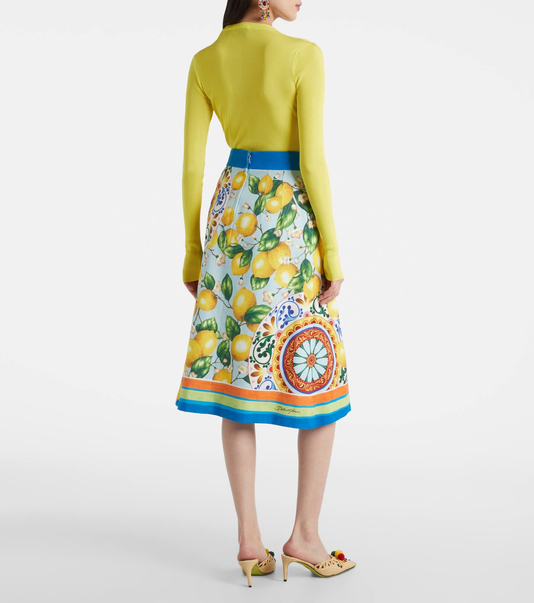 Layered printed cotton-blend midi skirt - 3