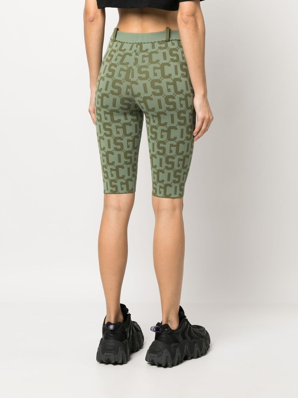 two-tone monogram-jacquard cropped leggings - 4