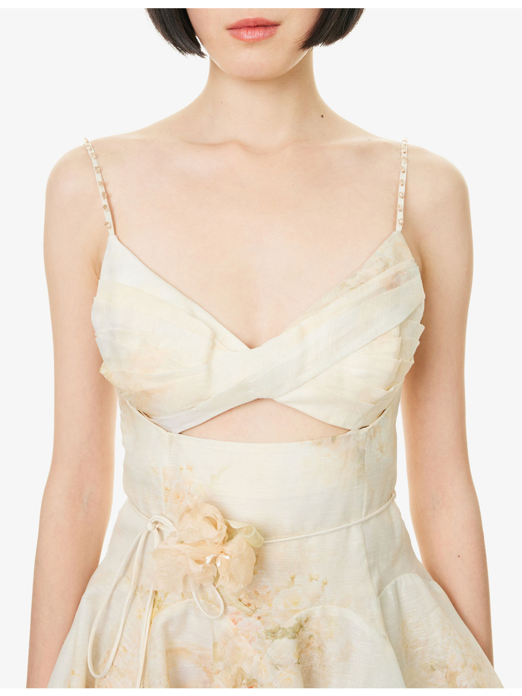 Memento Twist-Front Linen And Silk Mini Dress - 5