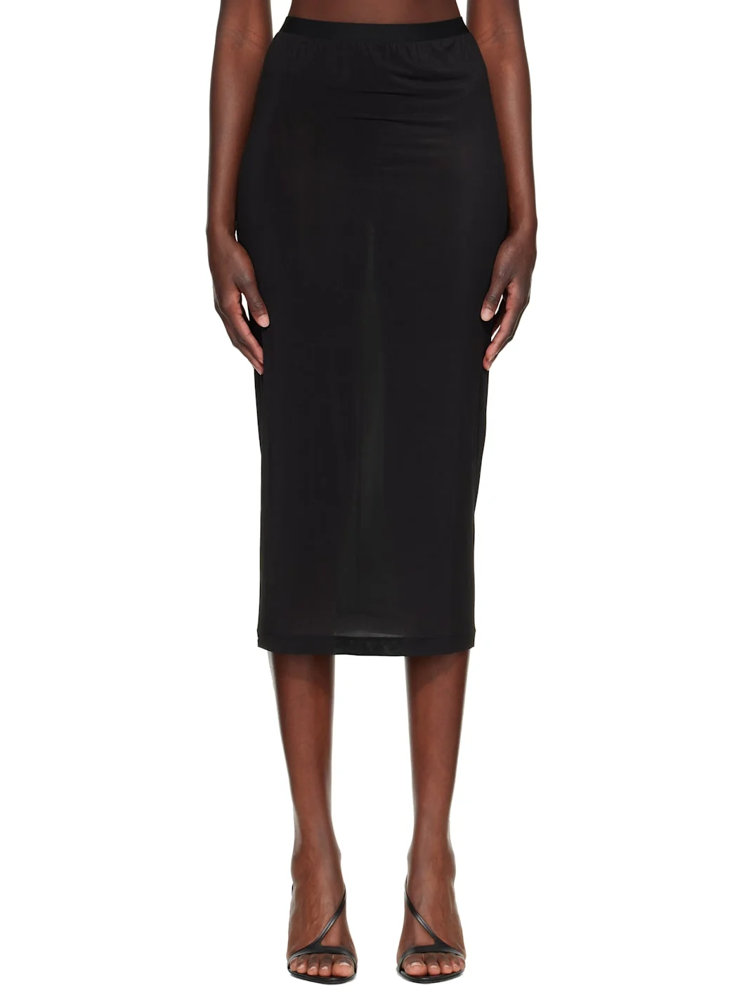 Black Sheer Midi Skirt - 1