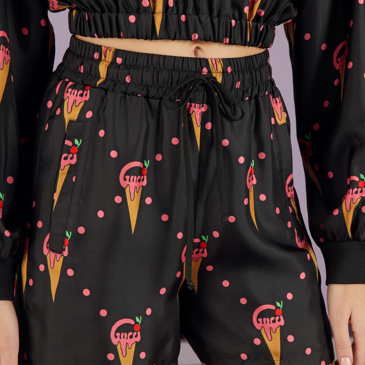 Silk short with Gucci ice cream print - 3