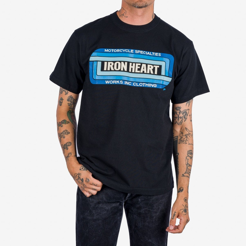 Iron Heart IHT-2405-BLK 7.5oz Printed Loopwheel Crew Neck T-Shirt - Black outlook