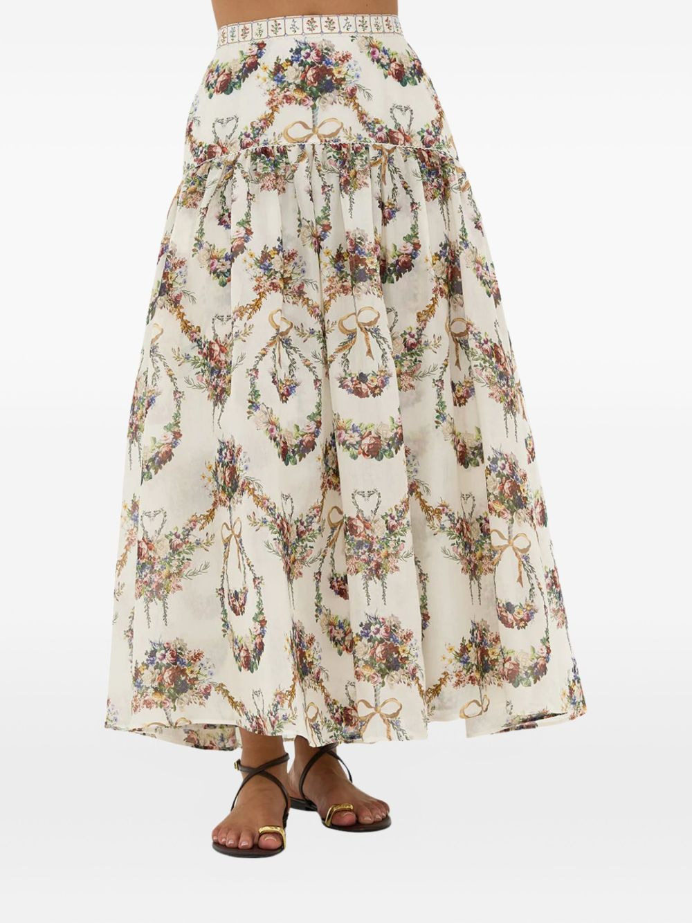 floral-print tiered skirt - 4