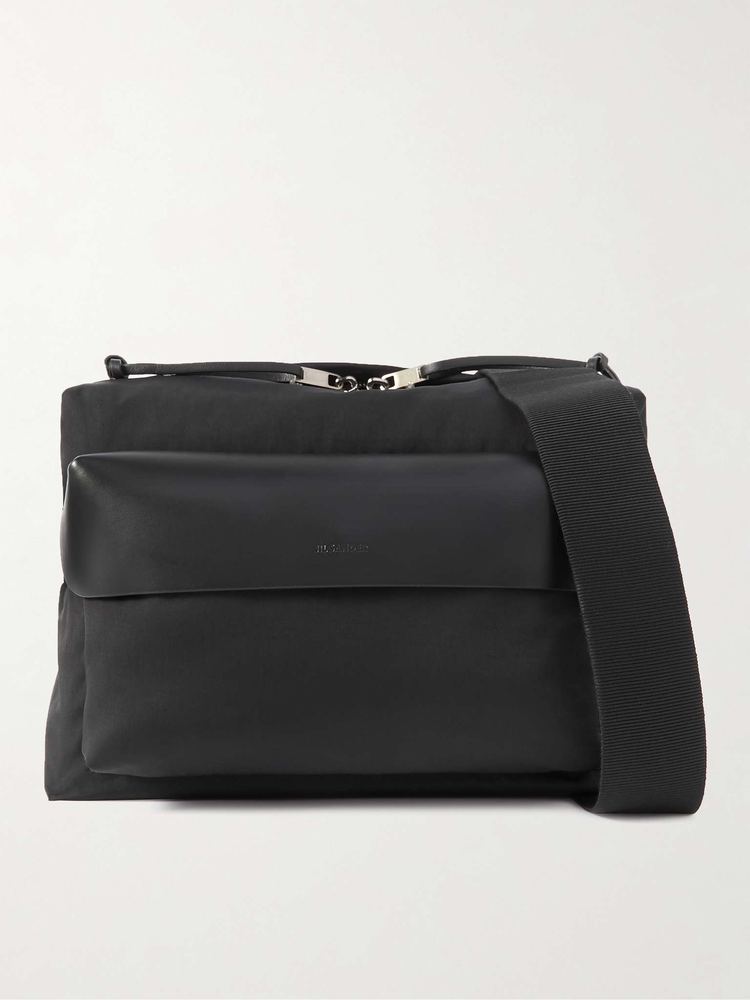 Leather-Trimmed Nylon Messenger Bag - 1