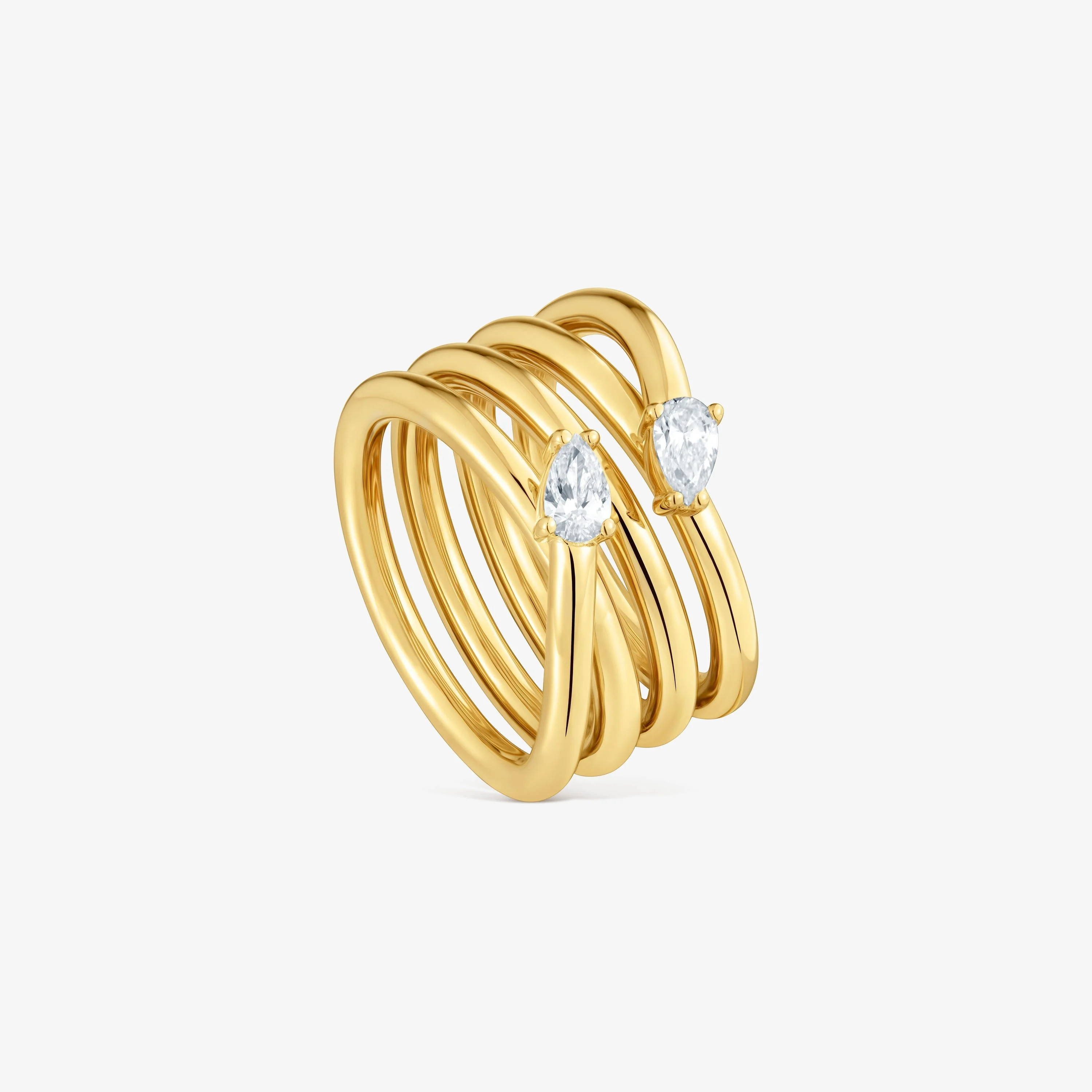 Wide ring with 18K gold vermeil and laboratory-grown diamonds Lio LGD - 1