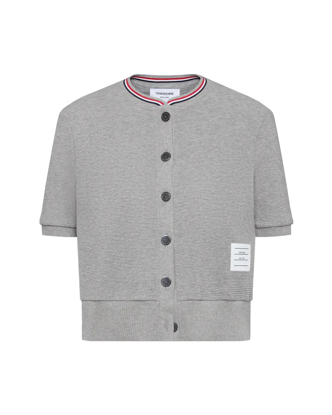 COTTON WAFFLE SHORT SLEEVE CARDIGAN - 1