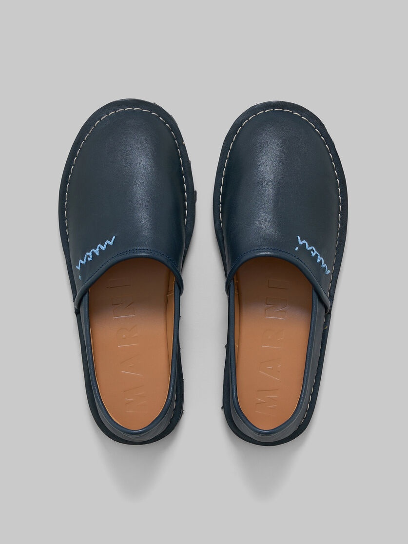 Marni BLUE LEATHER SLIP-ON LOAFER WITH MARNI SYMBOL | REVERSIBLE