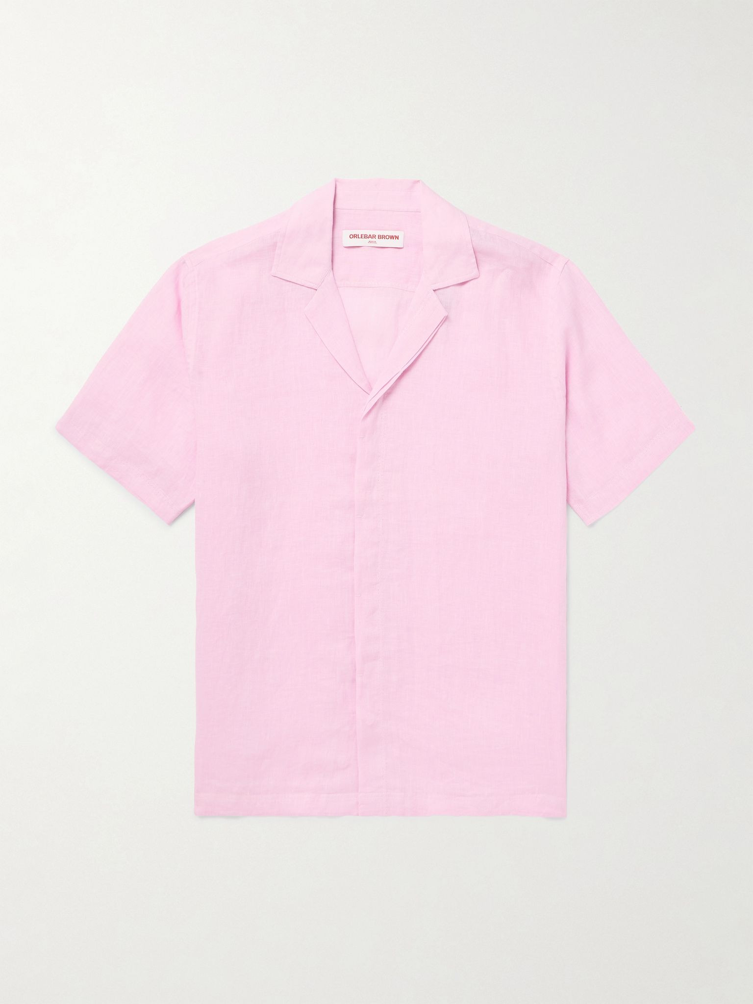 Maitan II Camp-Collar Linen Shirt Pink - 1
