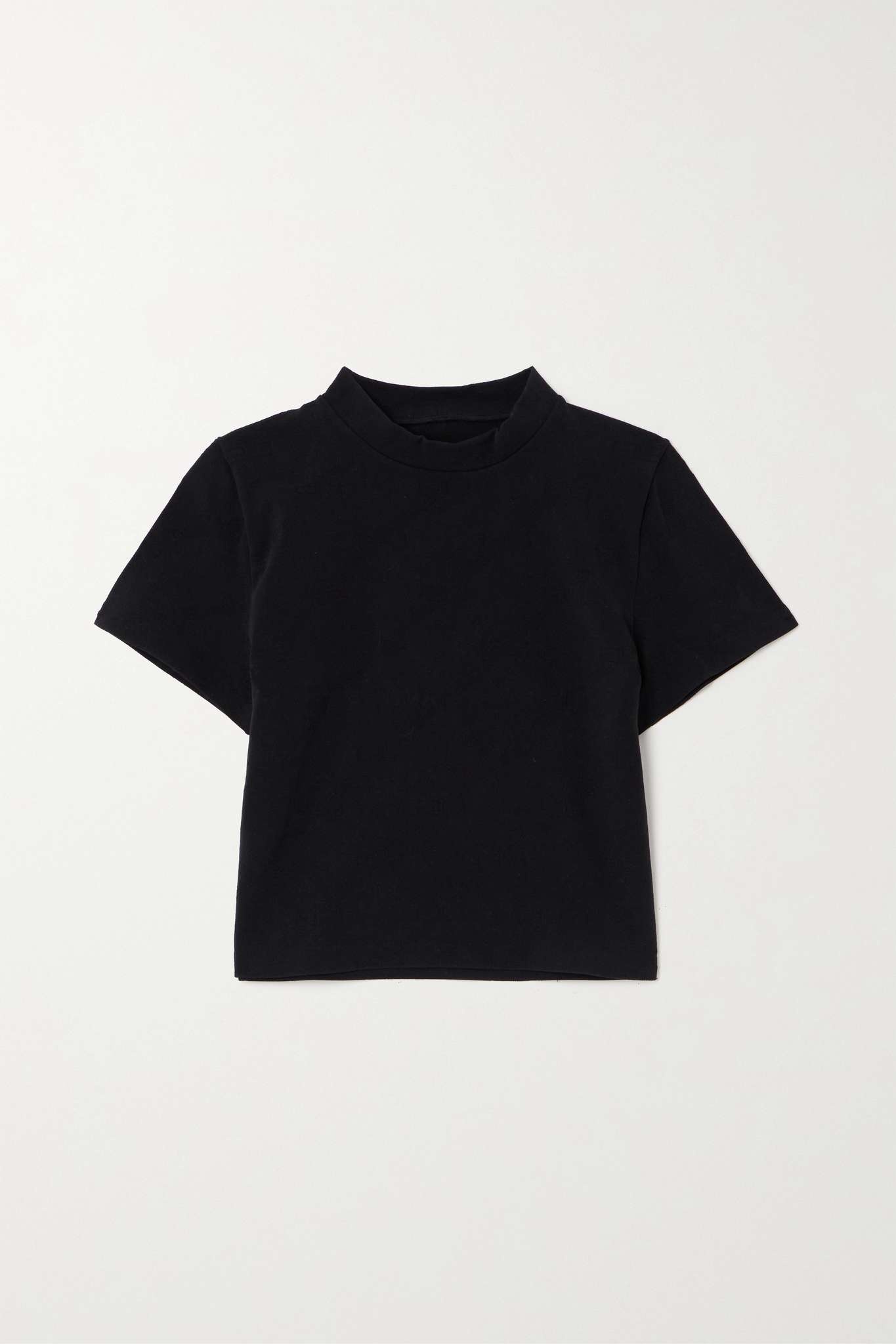 Cropped stretch jacquard stretch-knit T-shirt - 1