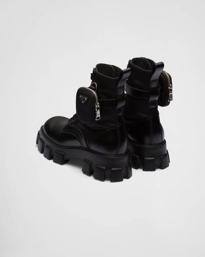 Prada Monolith brushed leather and nylon boots outlook