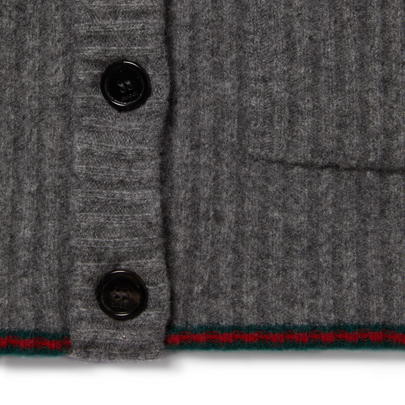Rib felted wool cardigan with Web 7