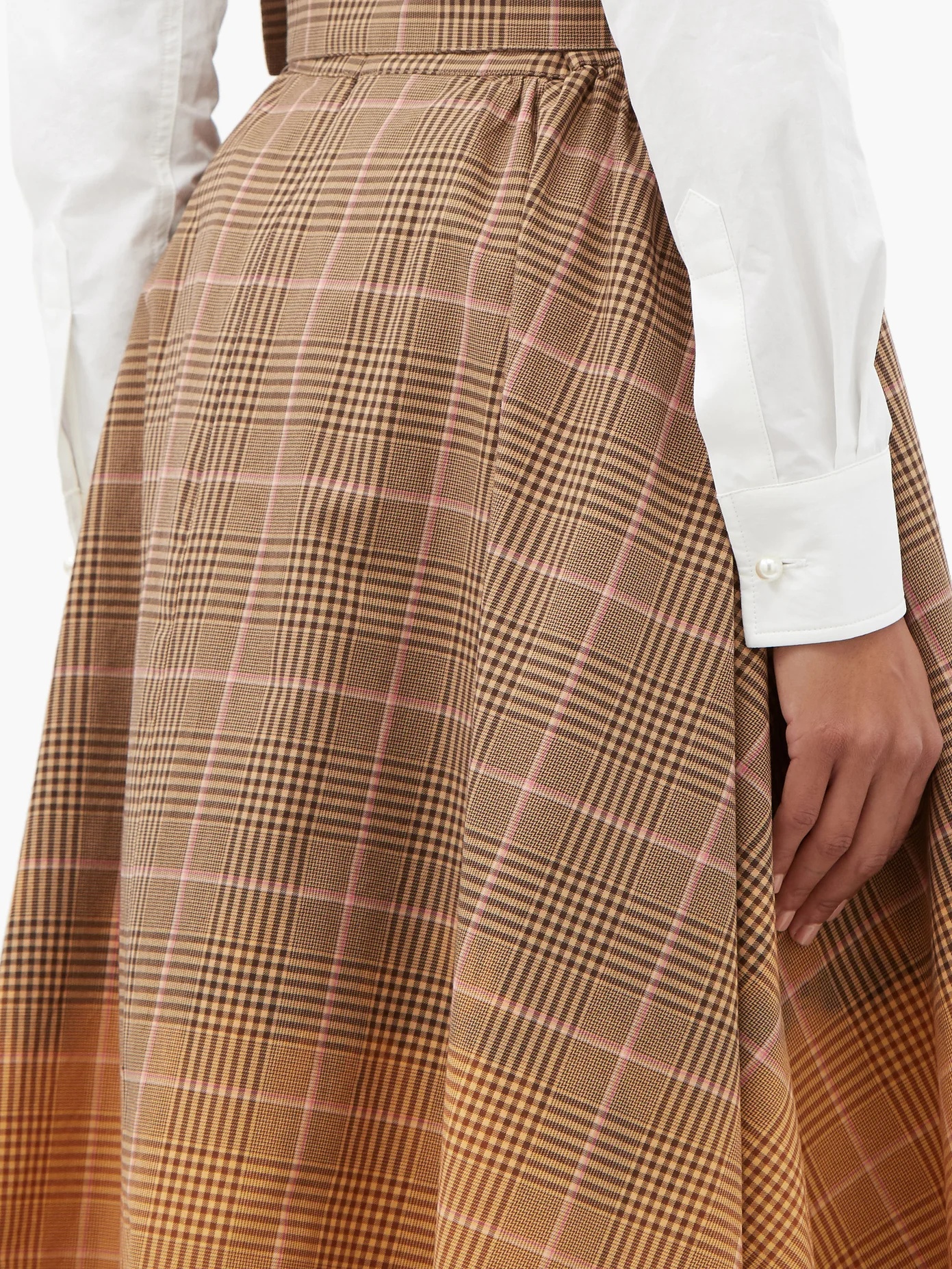 Faded checked cotton midi skirt - 3