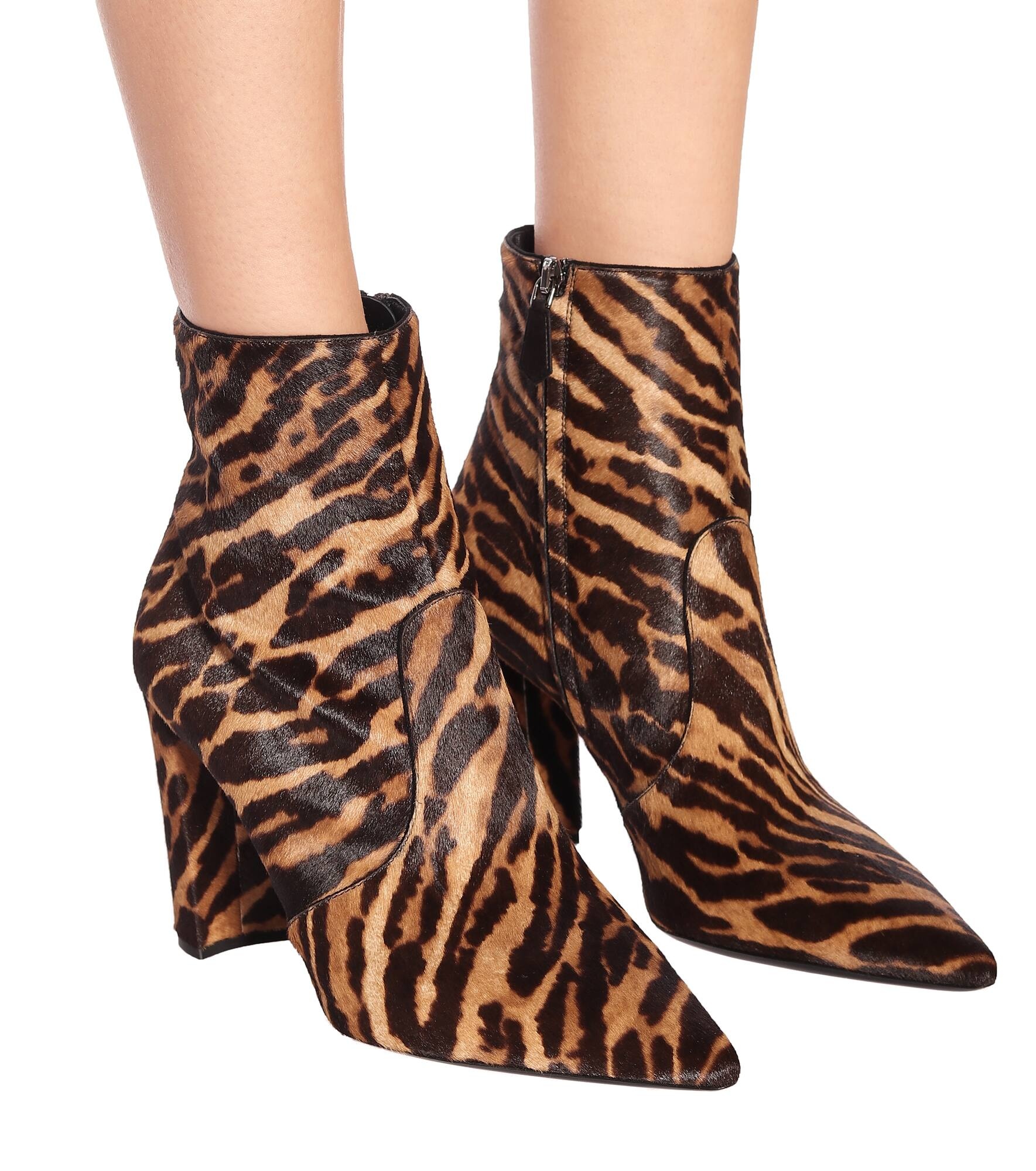 Leopard-print calf hair ankle boots - 5