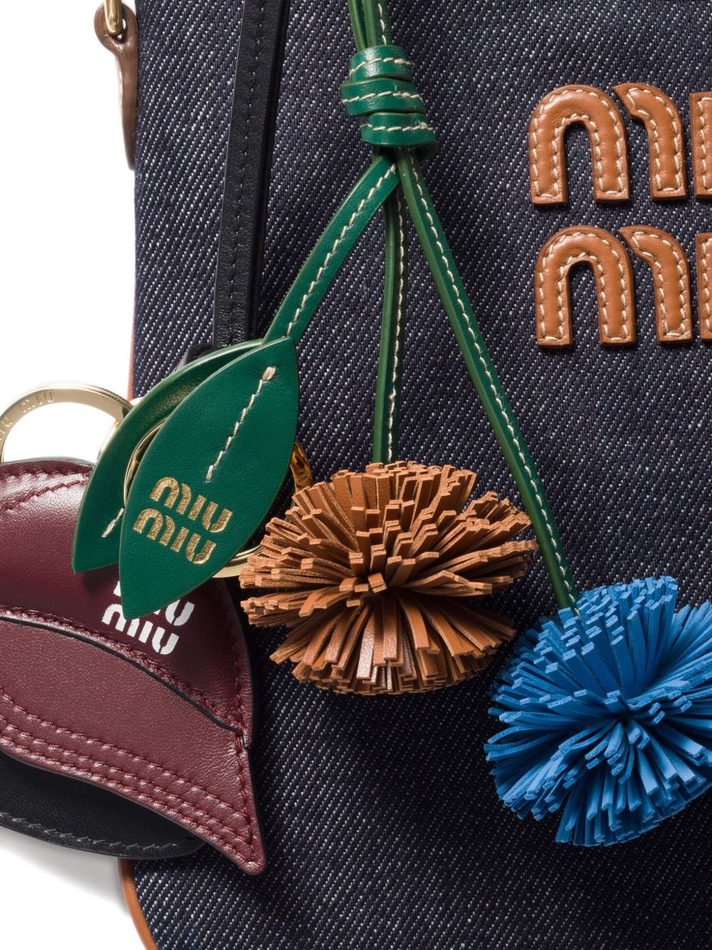 leather leaf-detail keyring - 2