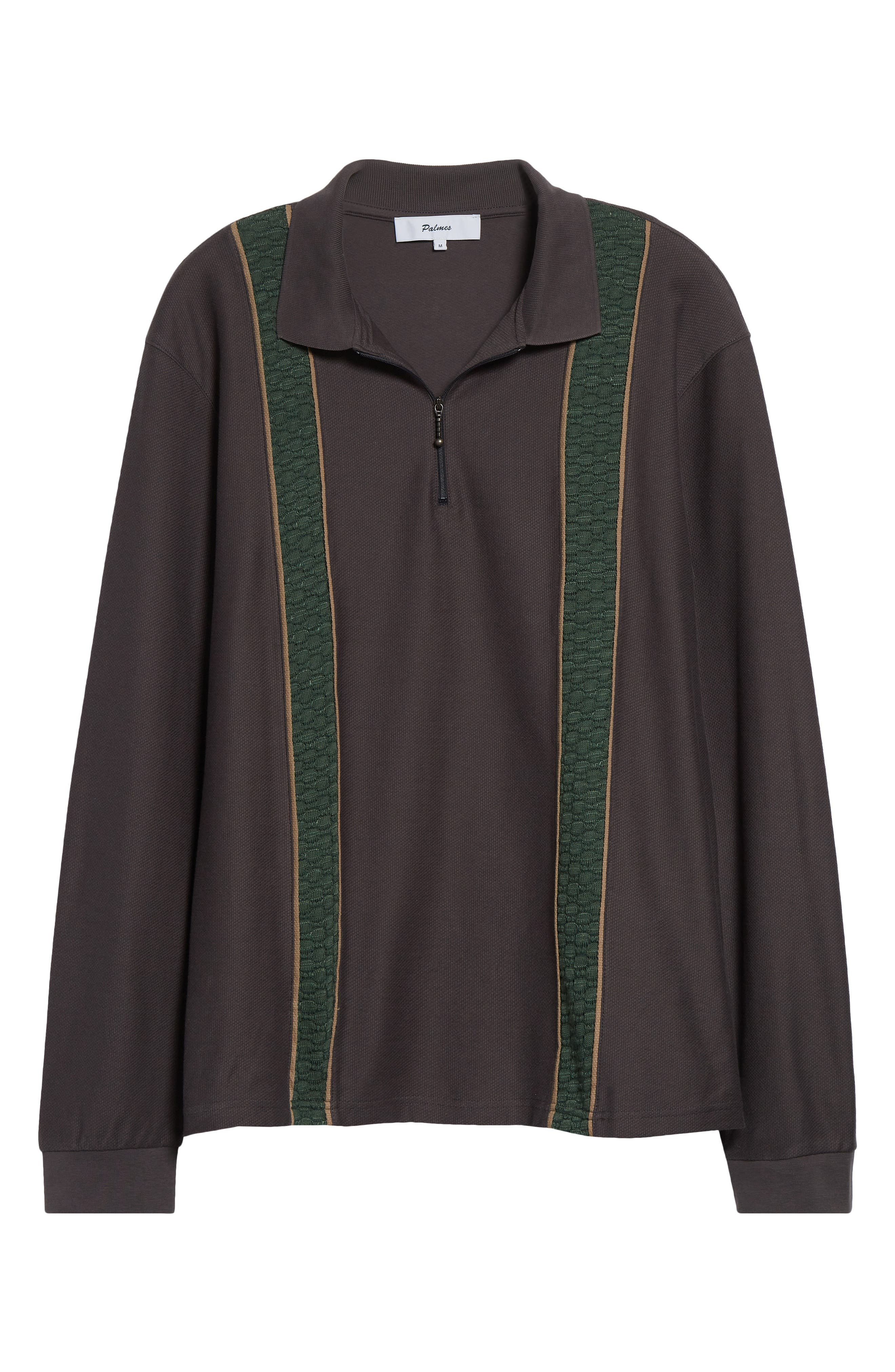 PALMES Long Sleeve Paneled Polo in Charcoal at Nordstrom - 6