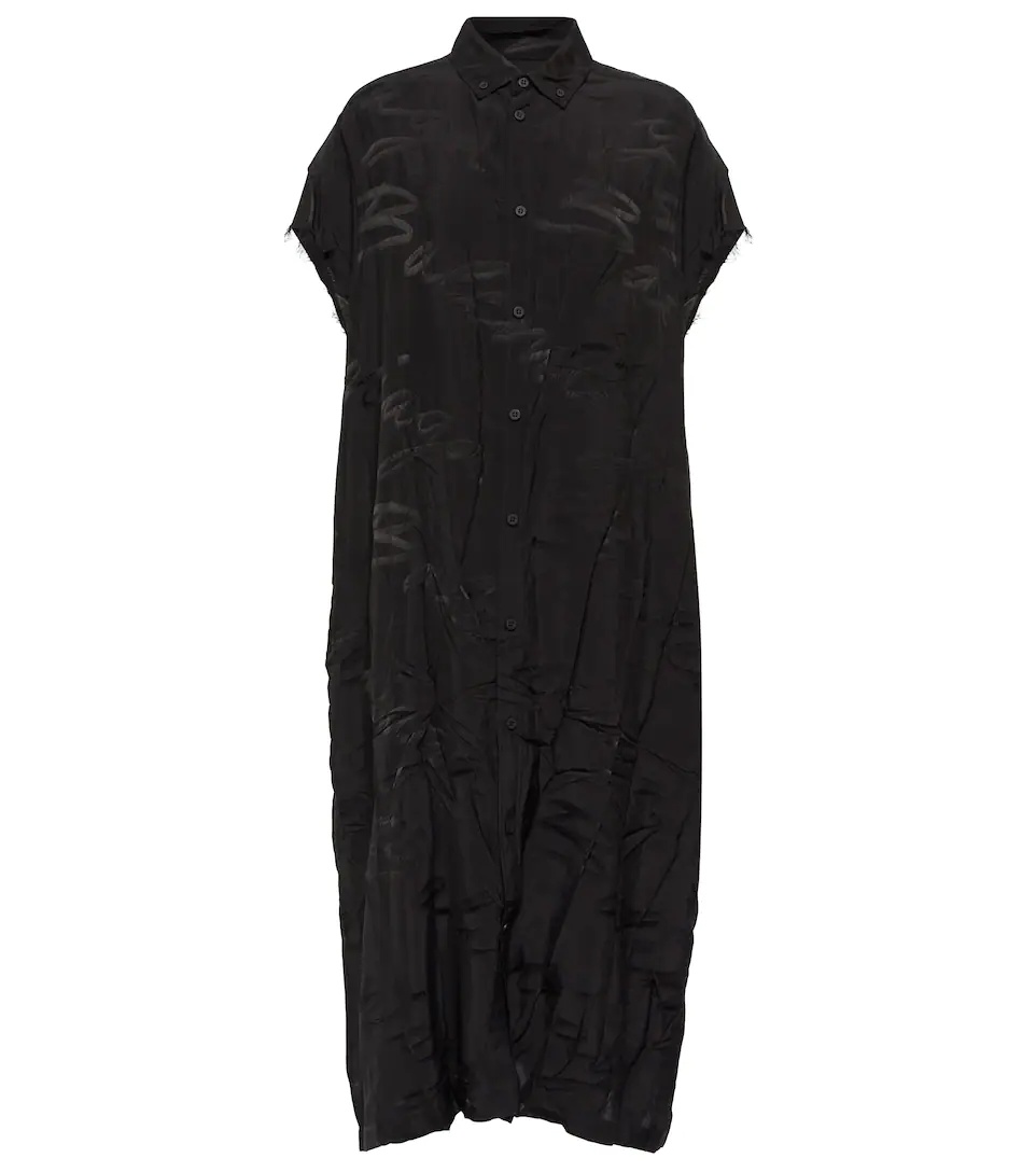 Logo jacquard silk midi dress - 1