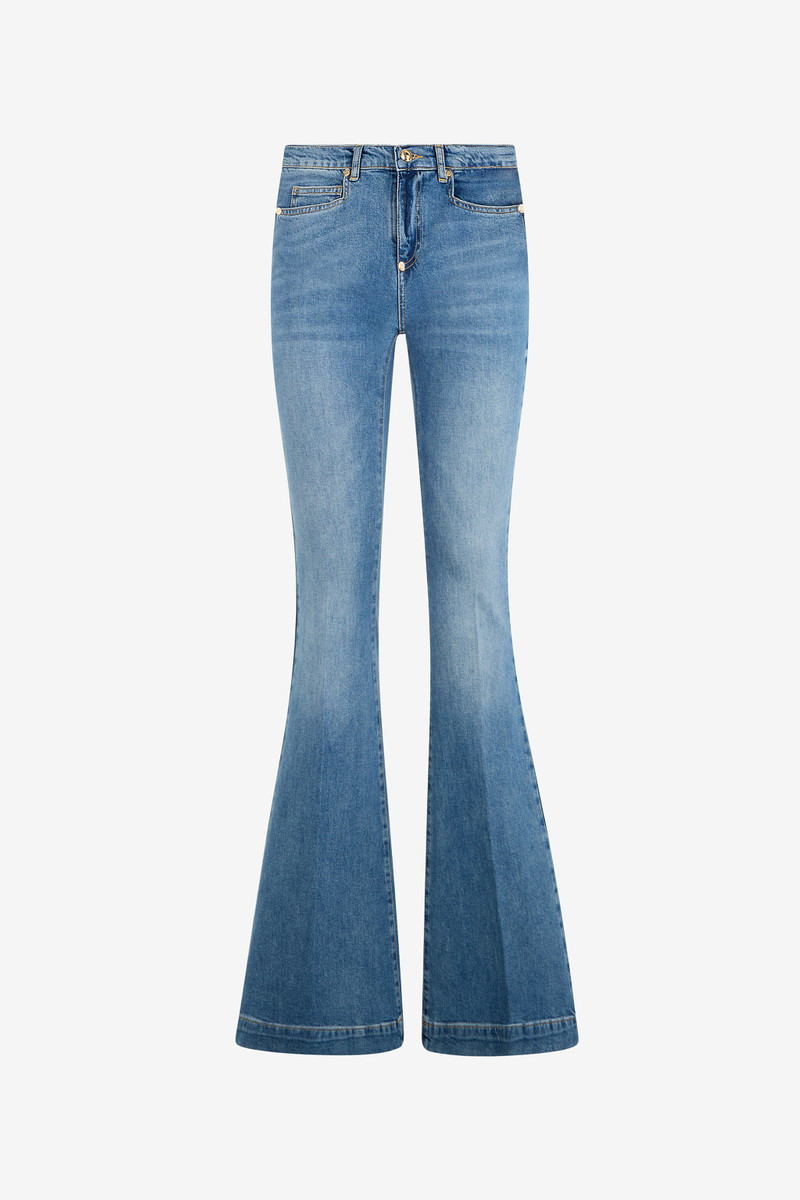 Blue Flared Jeans with Monogram RC 1