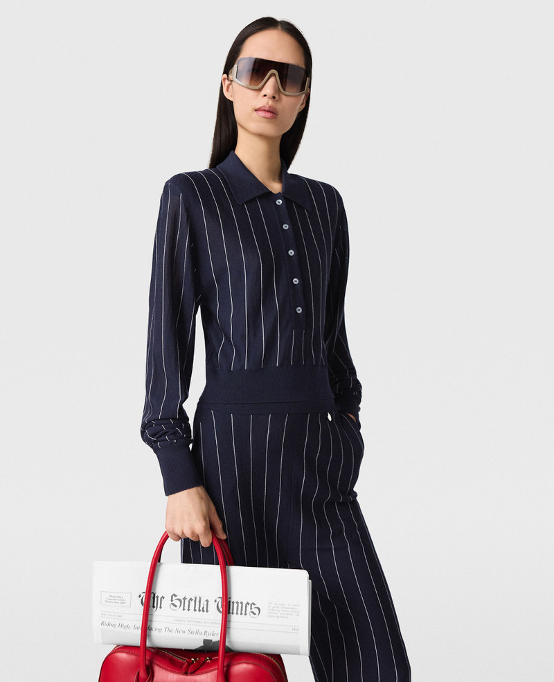 Stella McCartney Collared Pinstripe Long-Sleeve Top outlook