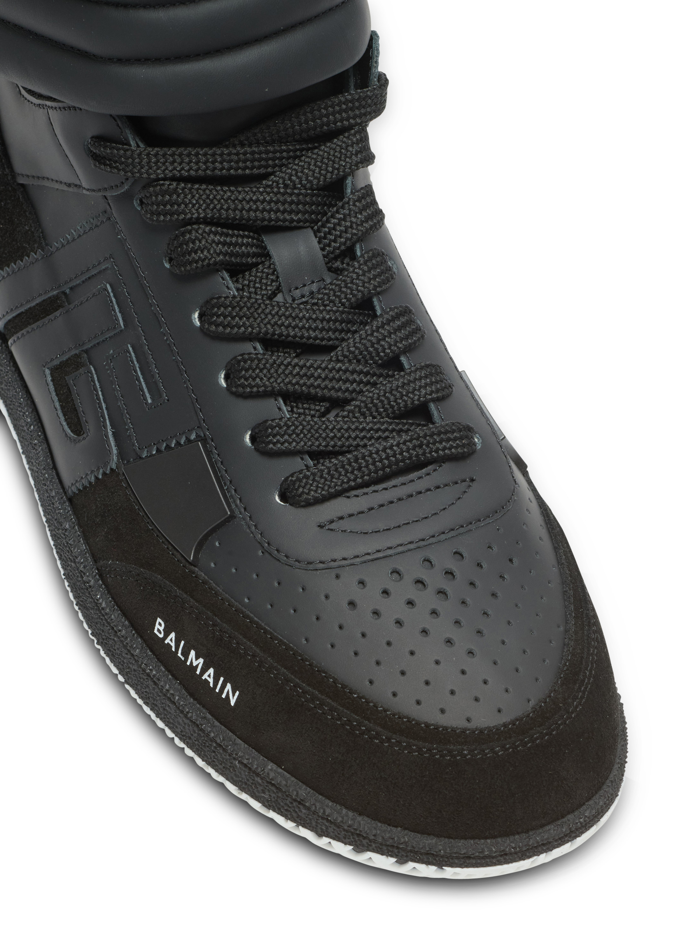 Balmain Swan Mid-Top trainers in calfskin and suede - 6