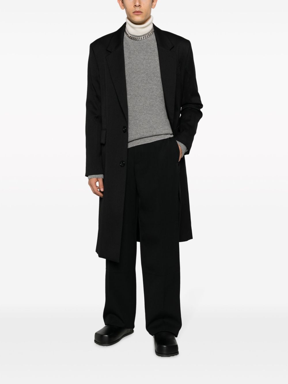 high-waist wool wide-leg trousers - 2