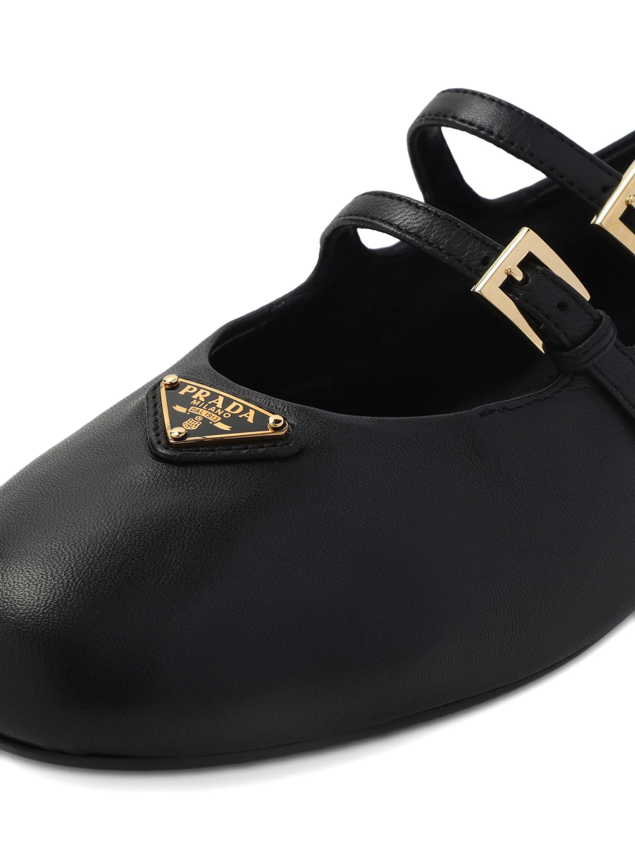 Prada Double-buckle Leather Ballet Flats - 3