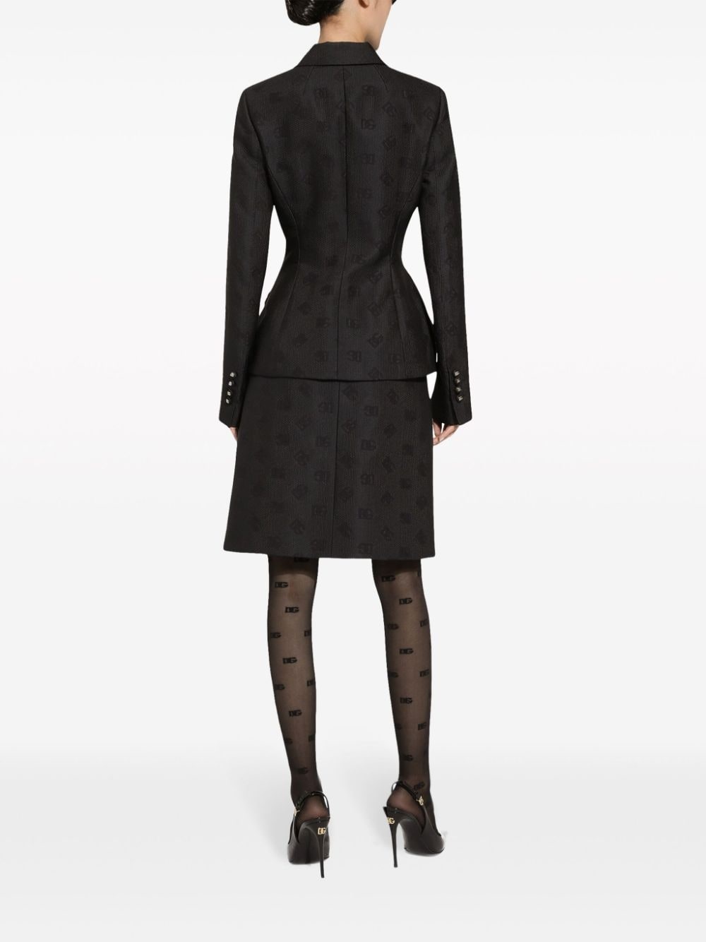 logo-jacquard single-breasted blazer - 4