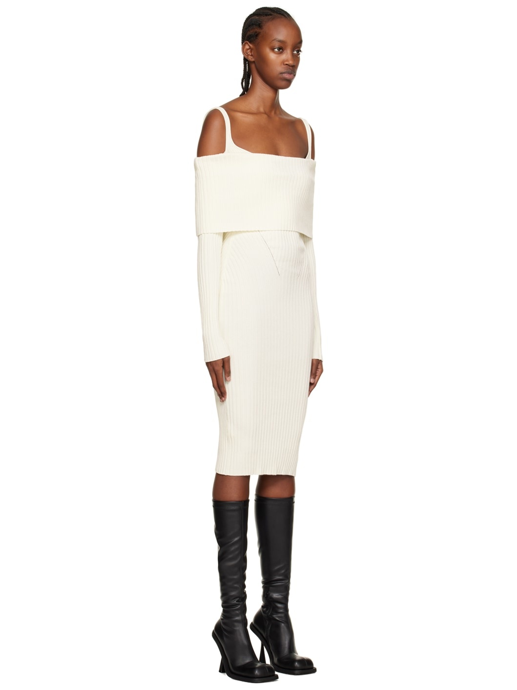 Off-White Long Sleeve Midi Dress - 2