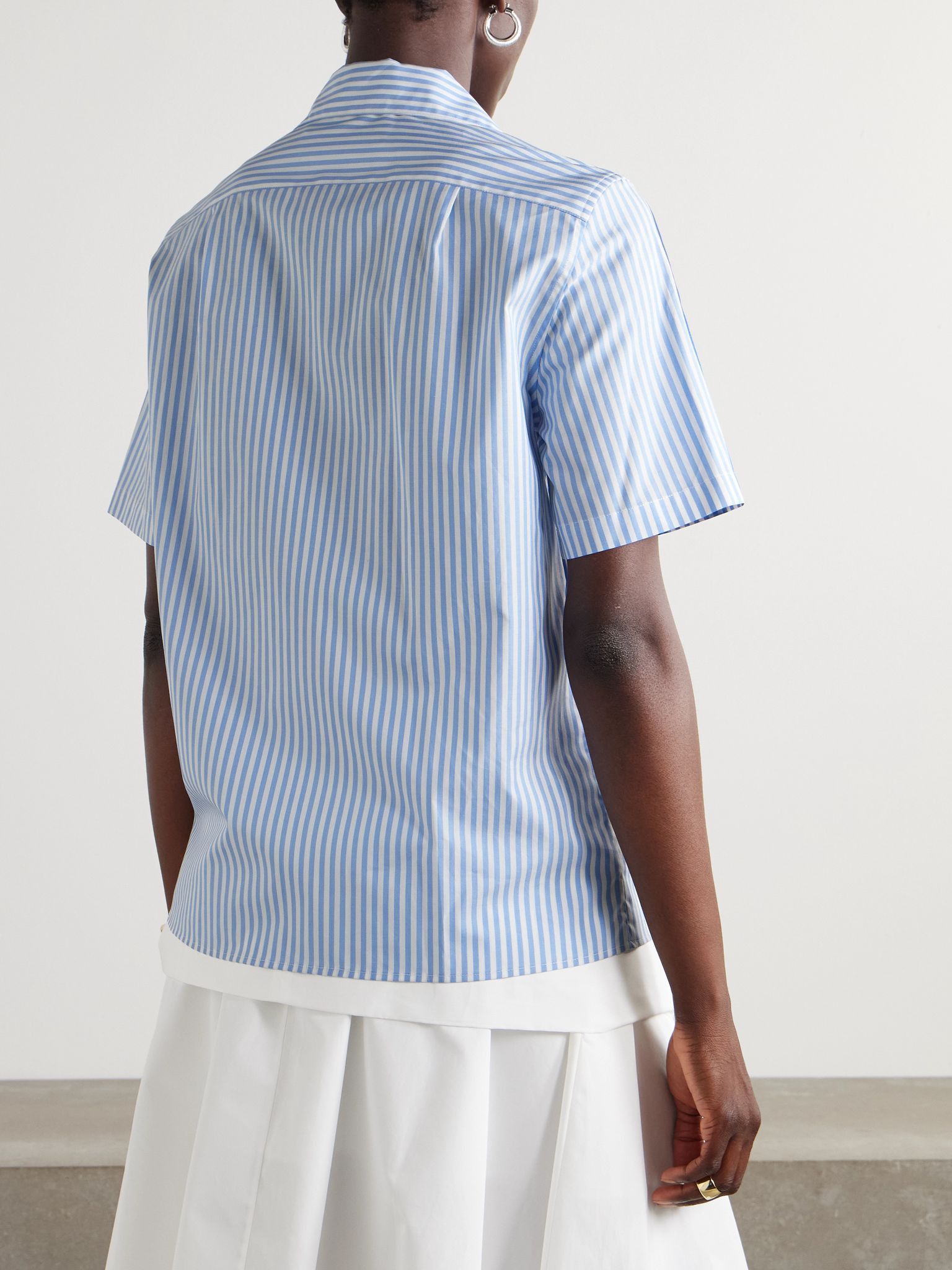 Appliquéd printed striped cotton-poplin shirt Multi - 3