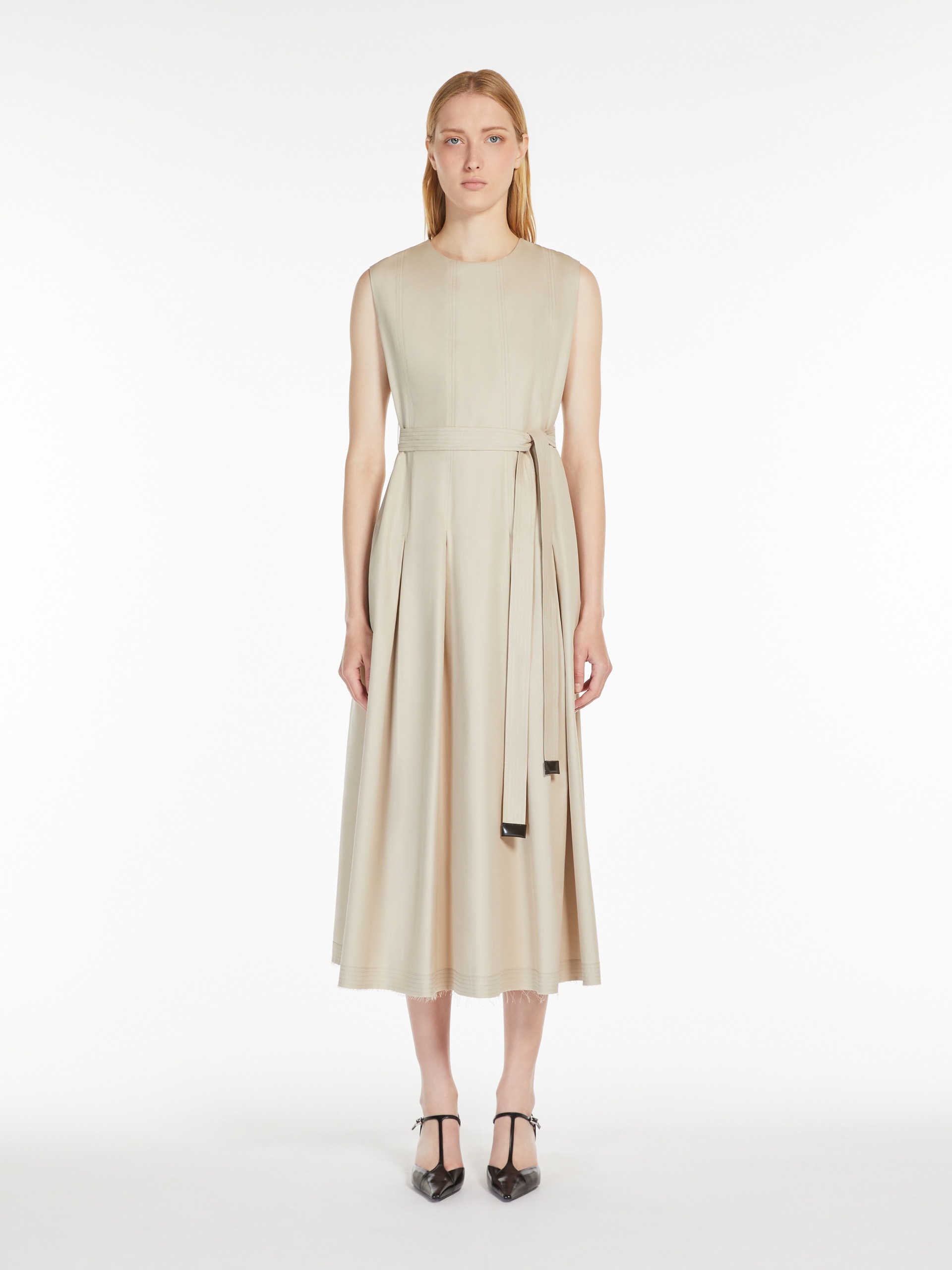 AMINA Sleeveless twill dress - 3