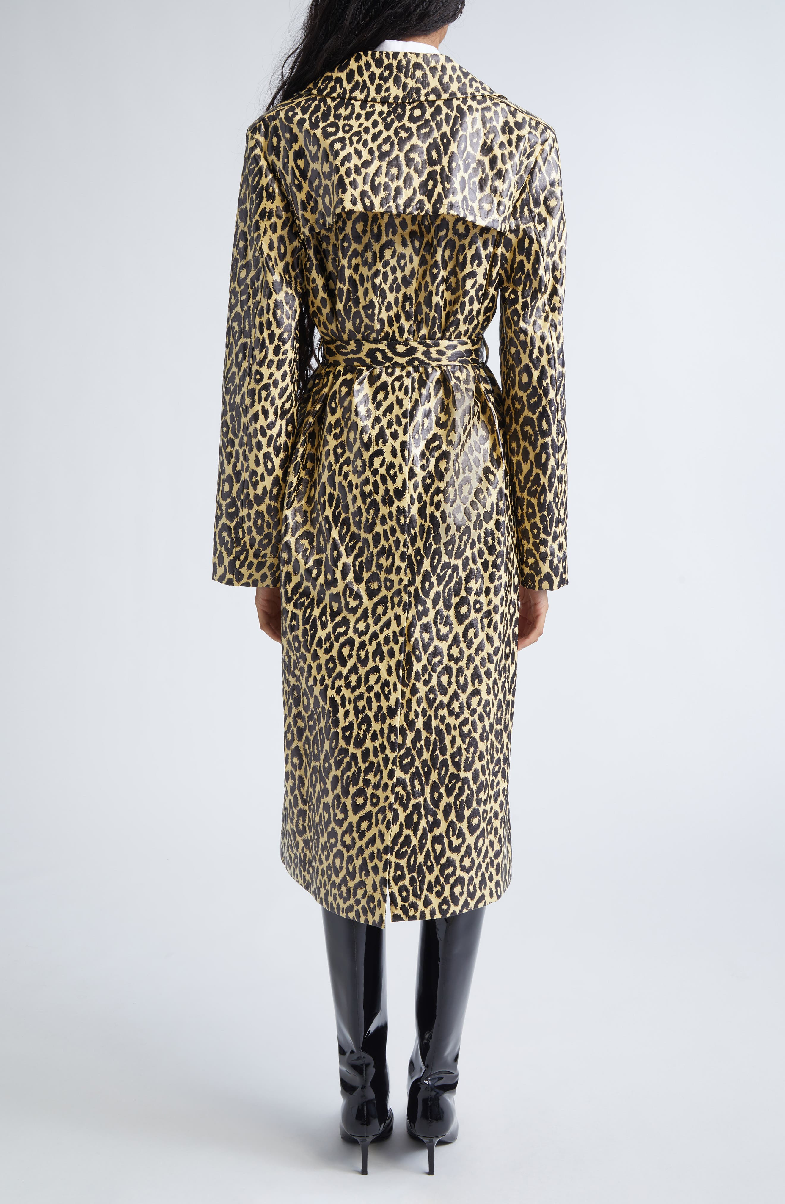 Jil Sander Leopard Print Coated Trench Coat in Canvas Beige at Nordstrom - 2