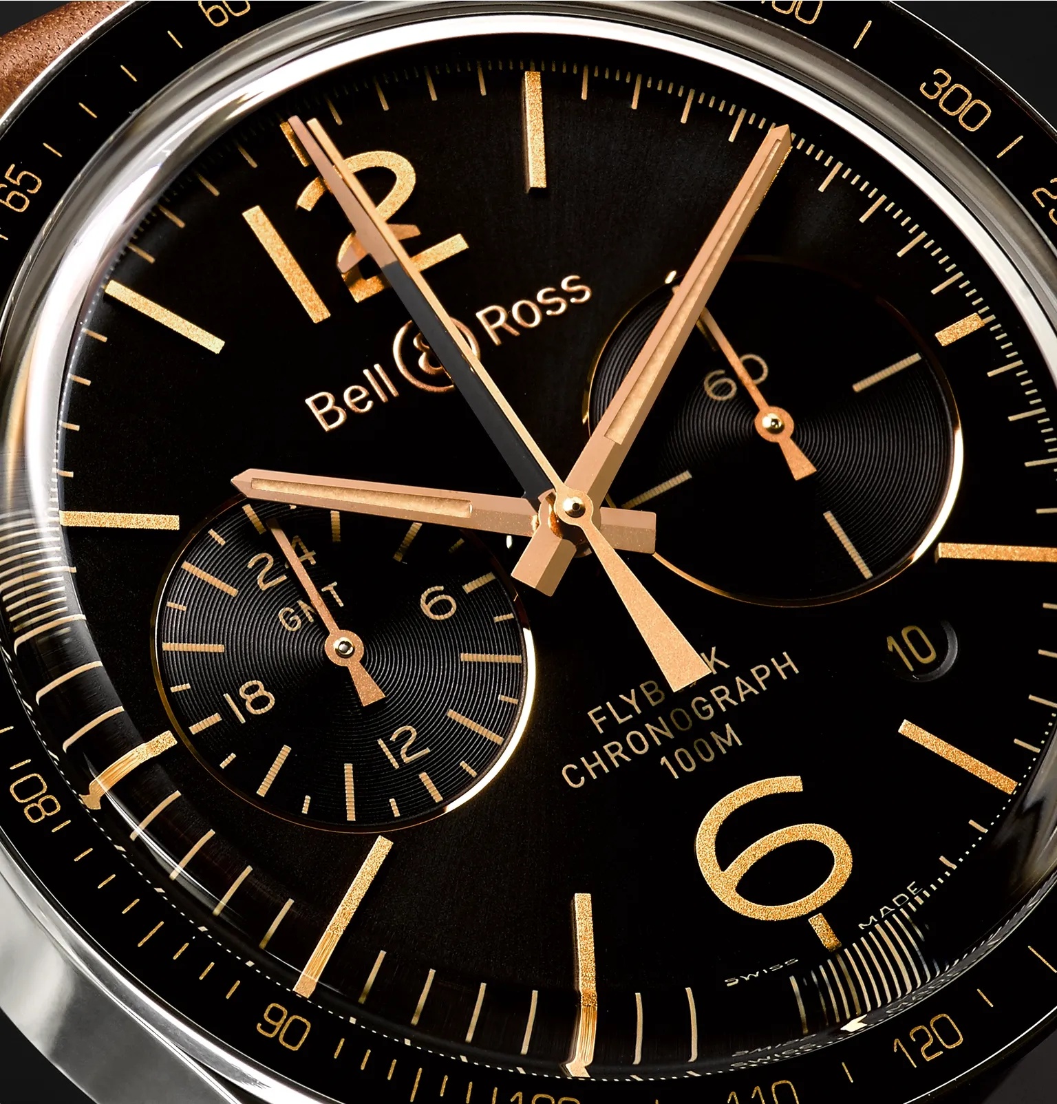 BR 126 Sport Heritage GMT and Flyback Chronograph Steel and Leather Watch, Ref. No. BRV126-FLY-GMT/S - 6