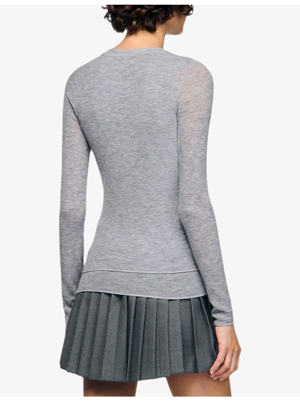 Round-neck layered-design wool top - 4