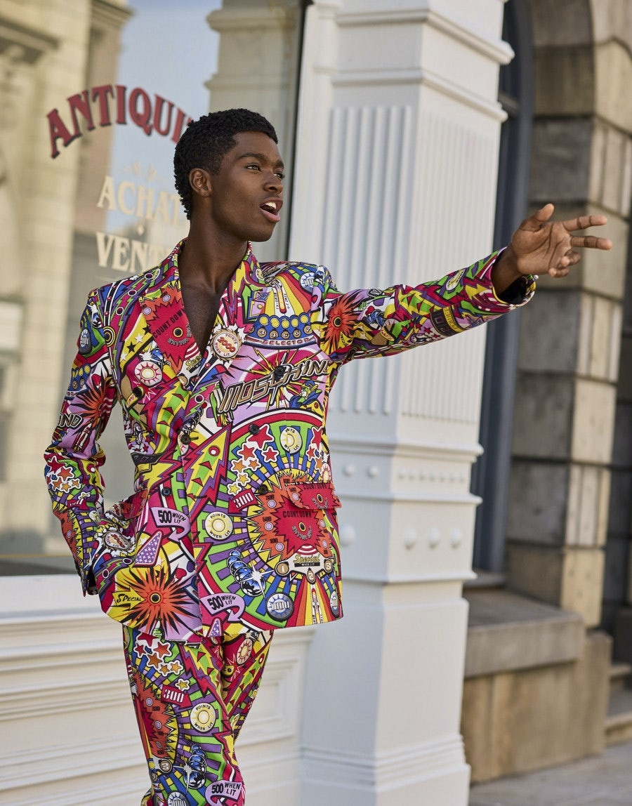 STRETCH GABARDINE PINBALL PRINT JACKET - 5