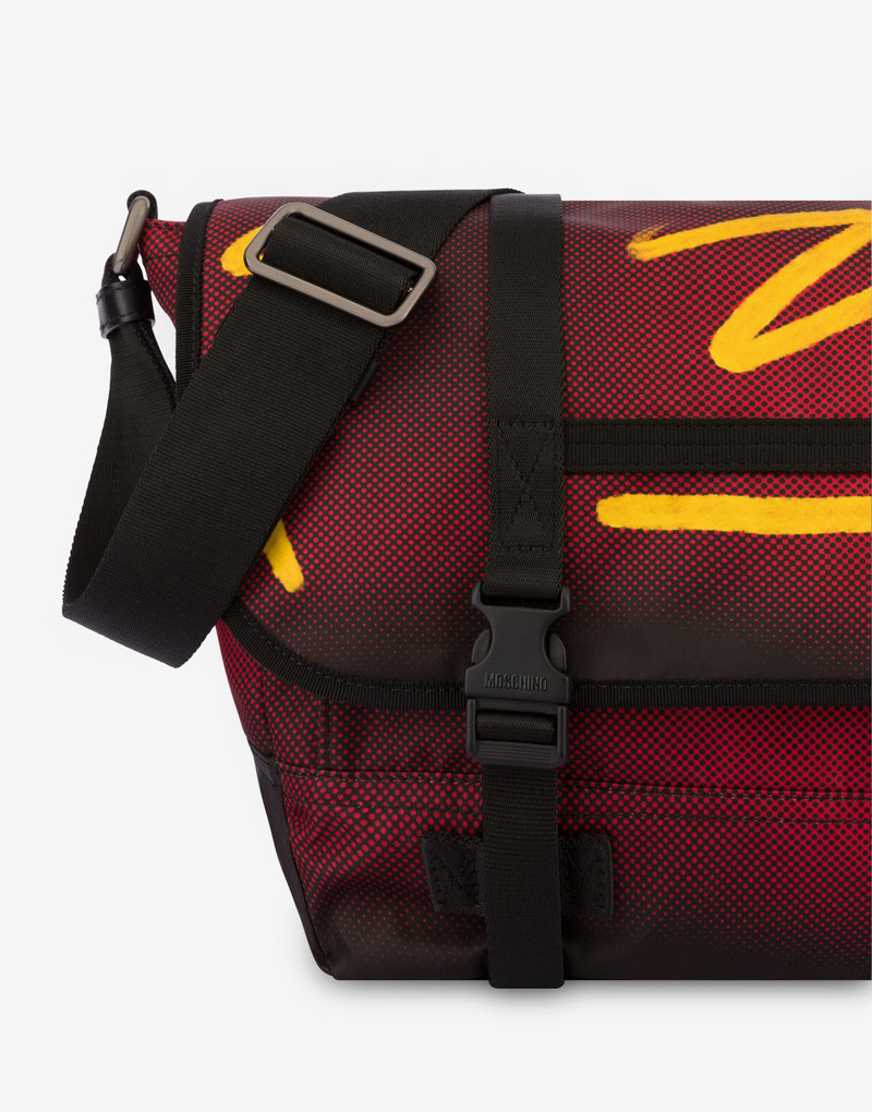 SHADOWS & SQUIGGLES LARGE NYLON MESSENGER BAG 4