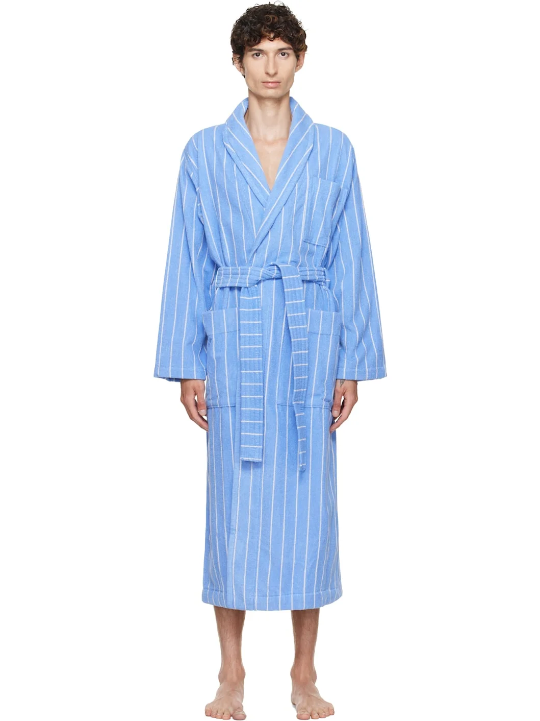 Blue & White Terry Classic Bathrobe - 1
