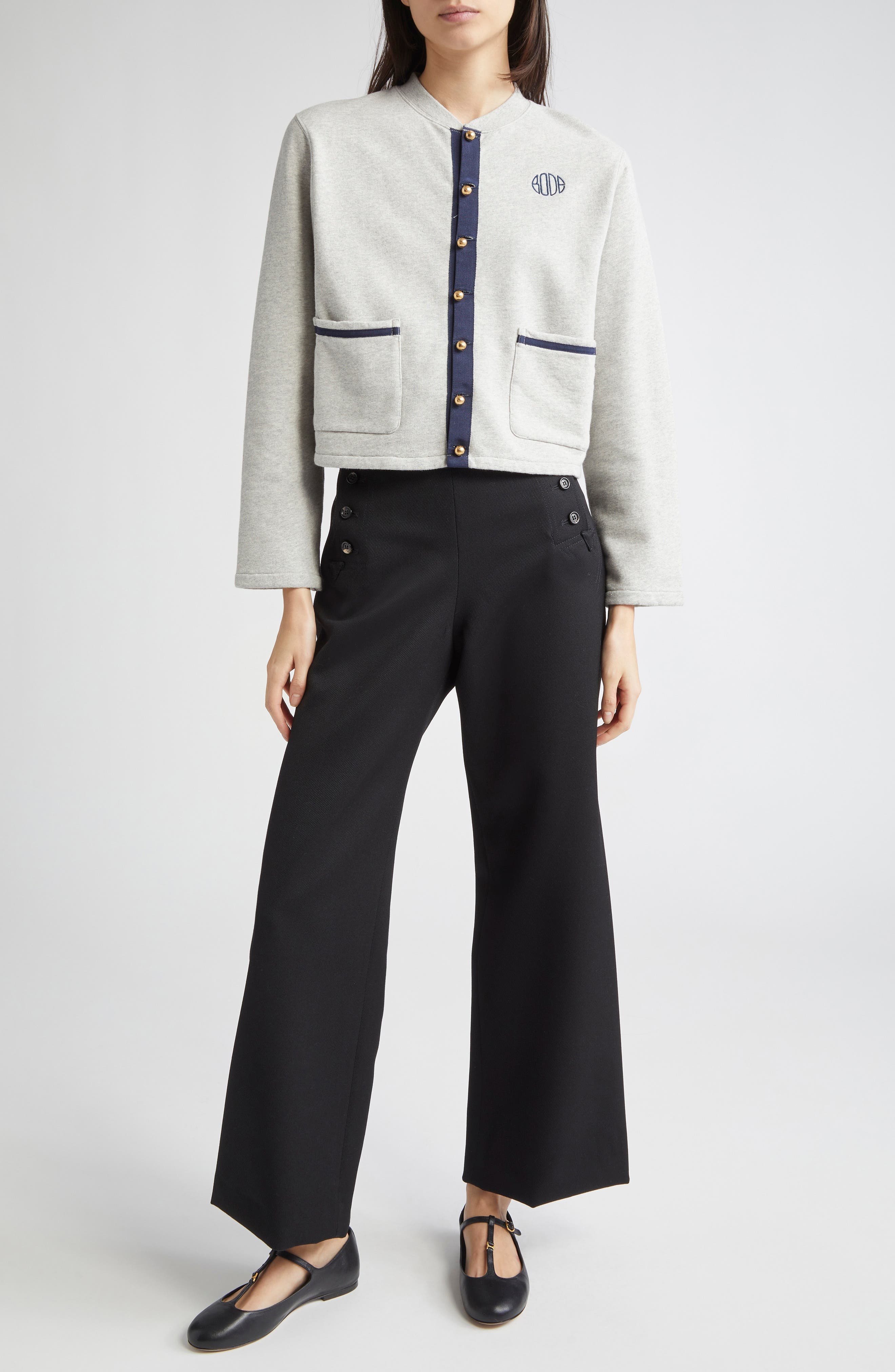 Bode Heathered Cardigan in Grey at Nordstrom - 2
