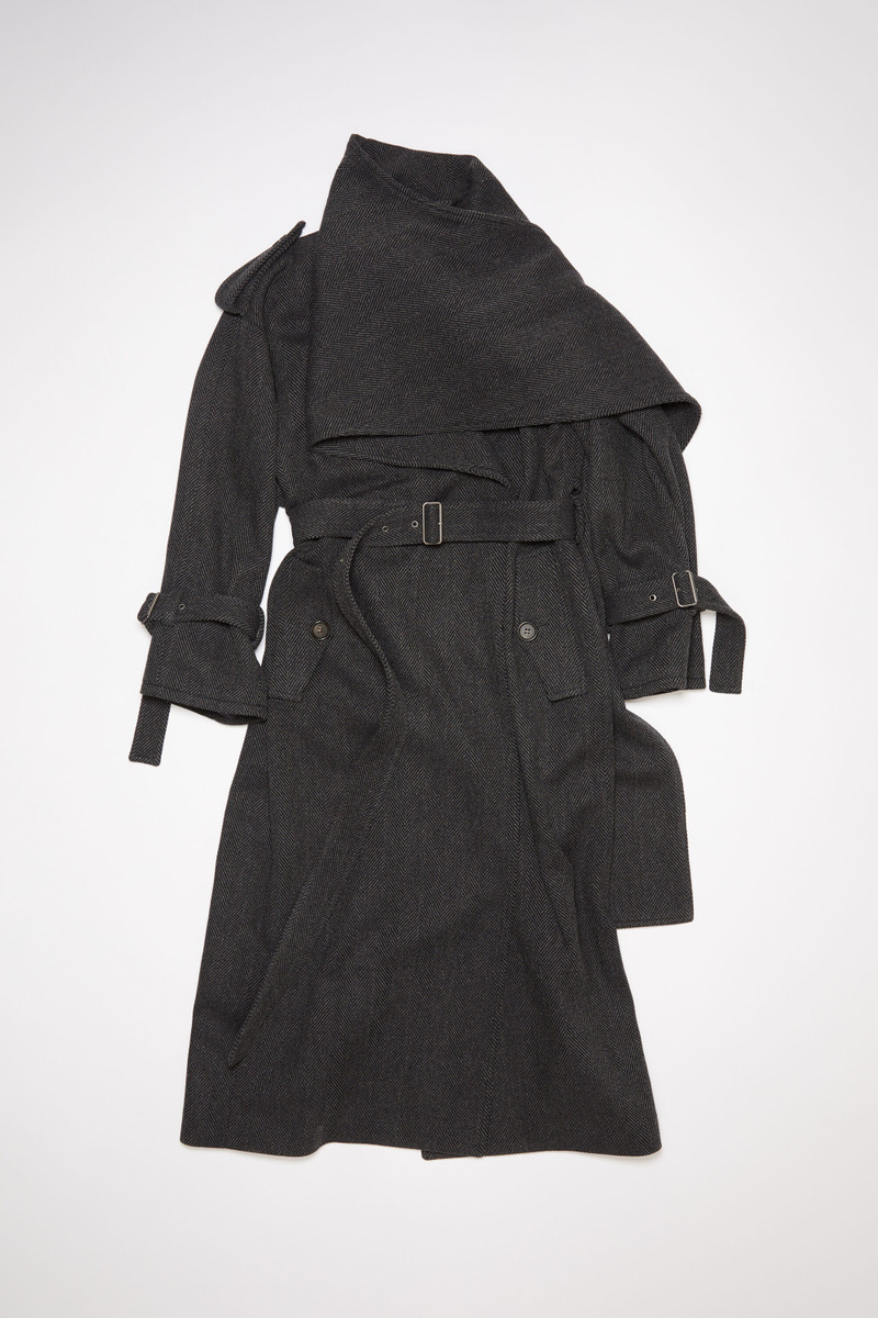 Scarf collar trench coat - Grey/black 7