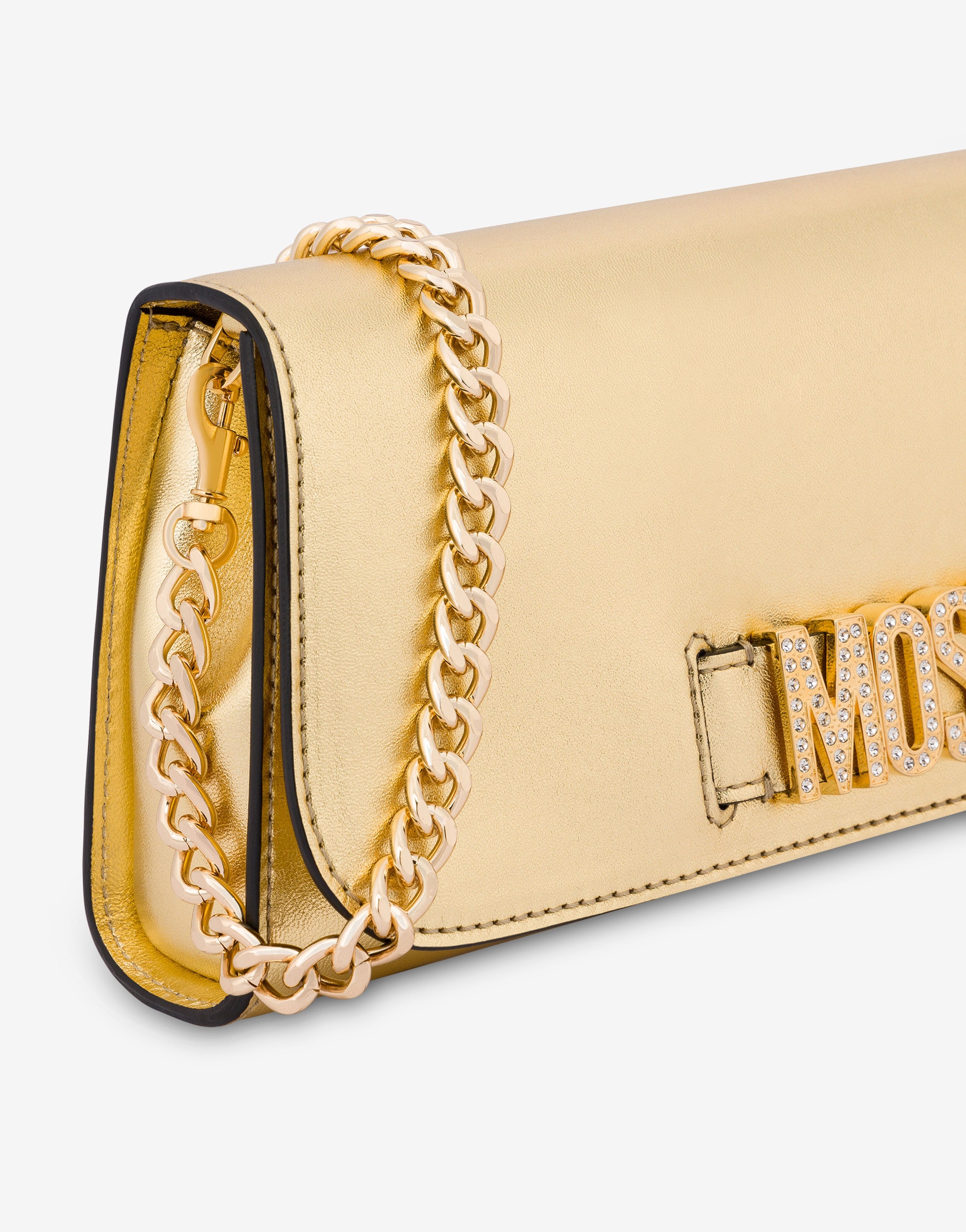 CRYSTAL LETTERING LOGO FOILED MAXI CLUTCH - 4