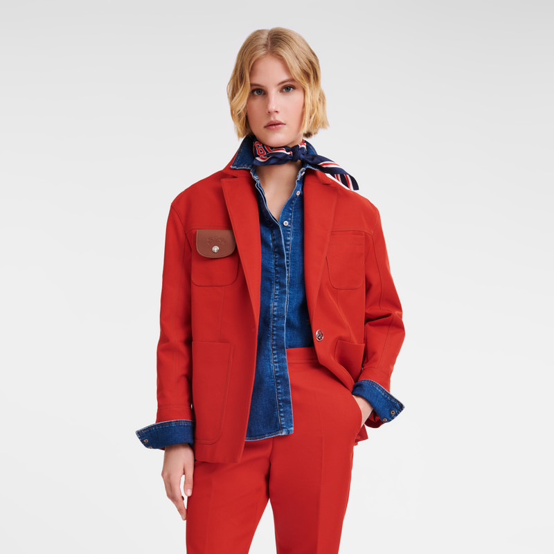 Topstitching straight jacket Paprika - Gabardine 4