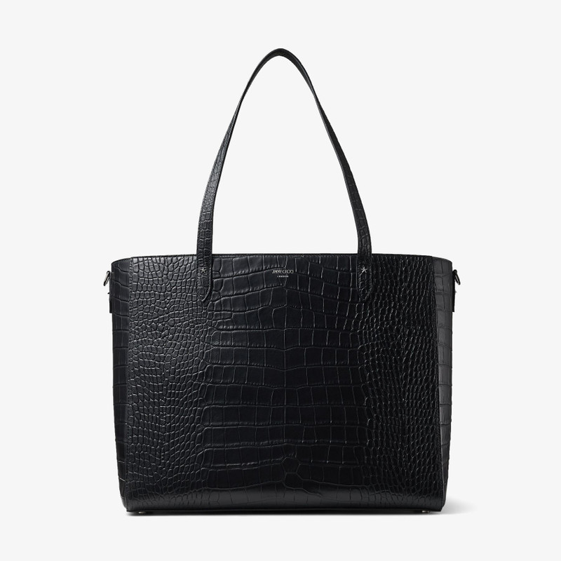 Deelan
Black Croc-Embossed Leather Tote Bag 1