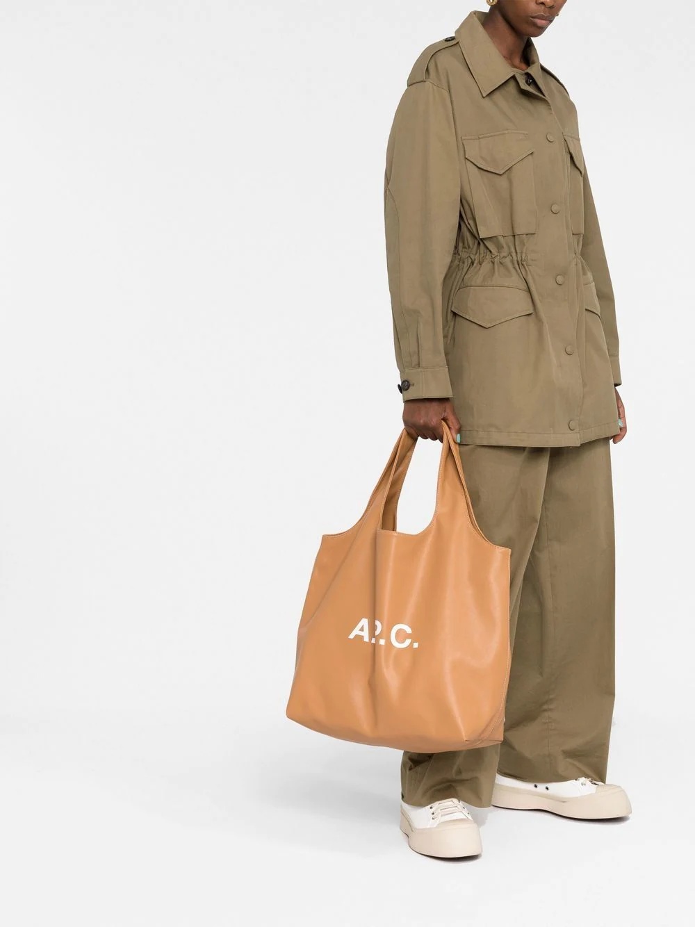 logo-print leather tote bag - 2